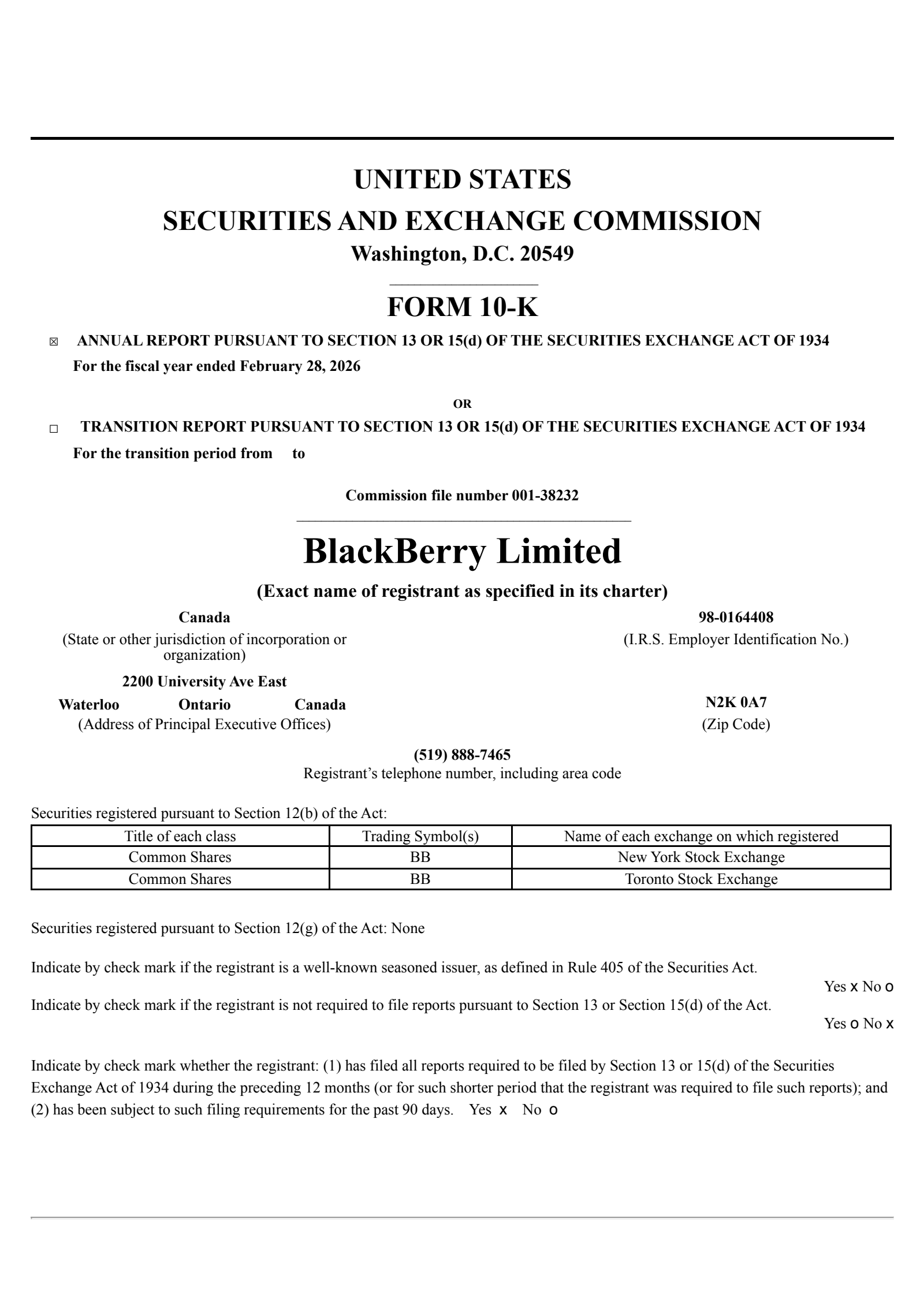 BlackBerry's Q4 2026 Annual report