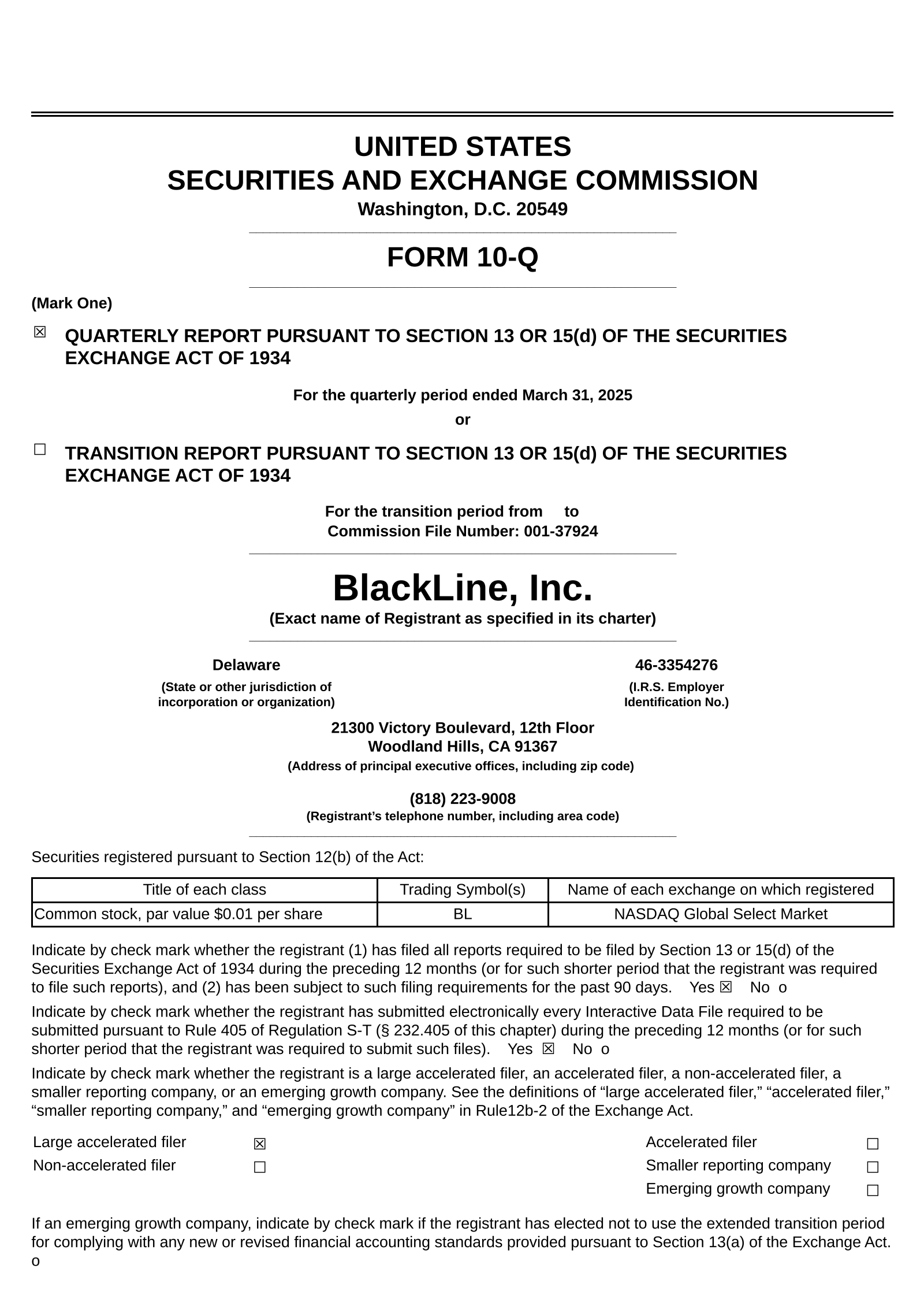 BlackLine's Q1 2025 Quarterly report