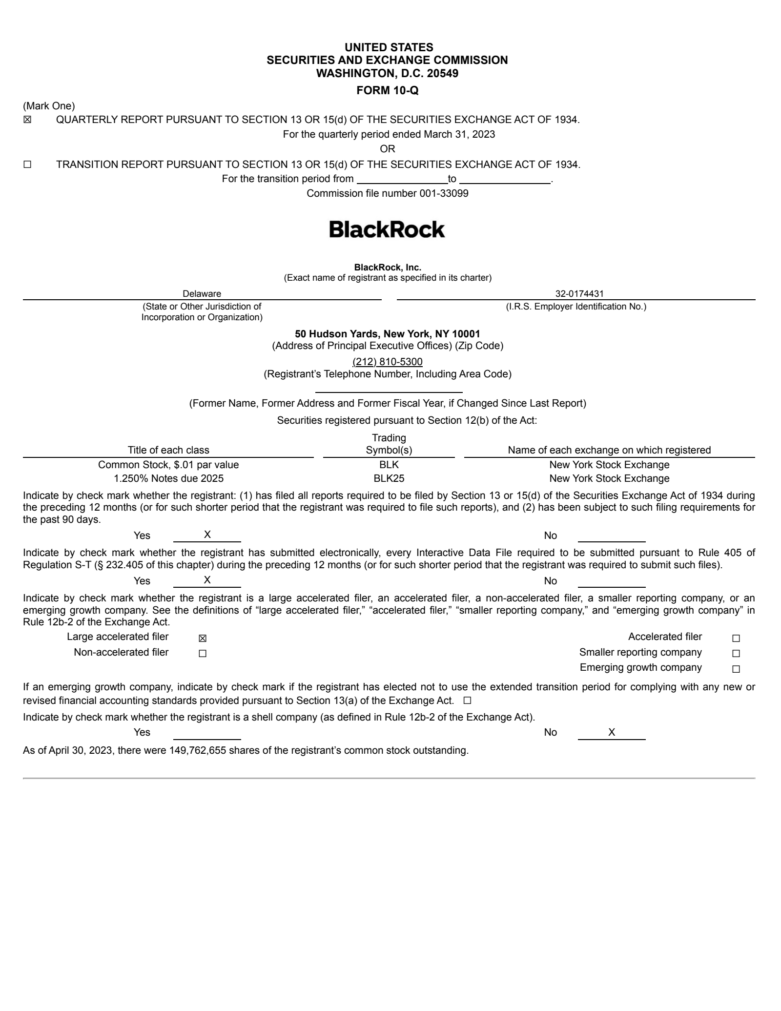 BlackRock's Q1 2023 Quarterly report