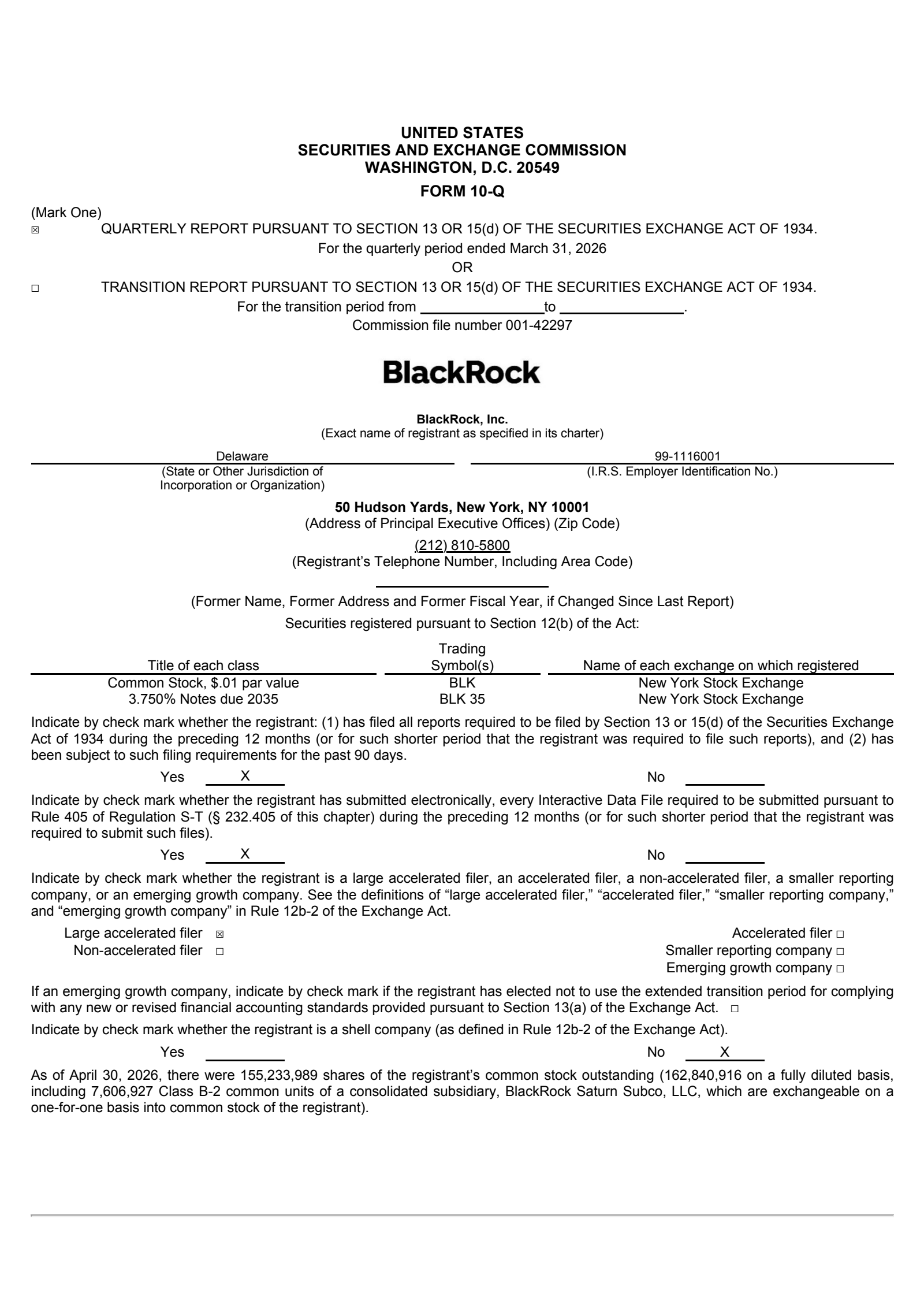 BlackRock's Q1 2026 Quarterly report