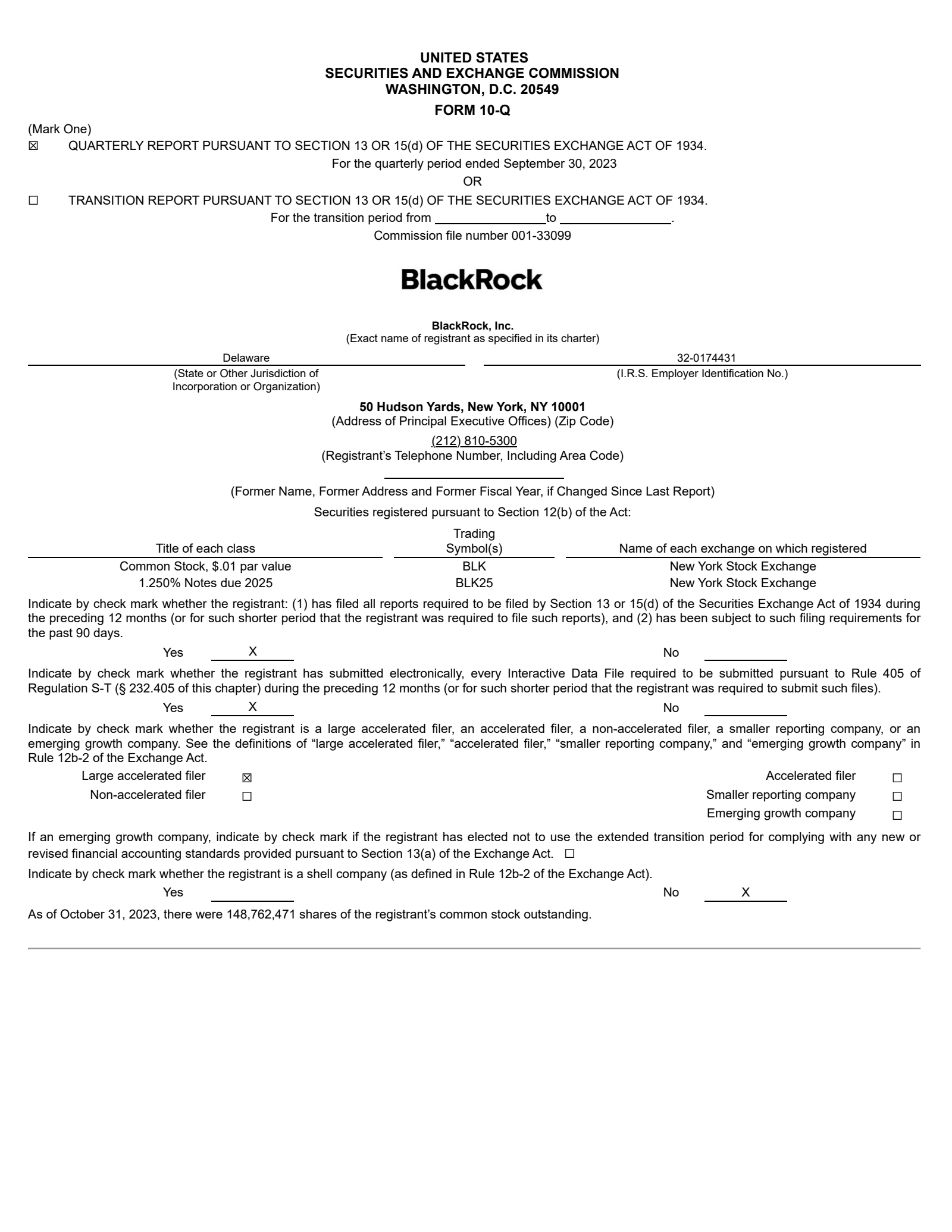 BlackRock's Q3 2023 Quarterly report