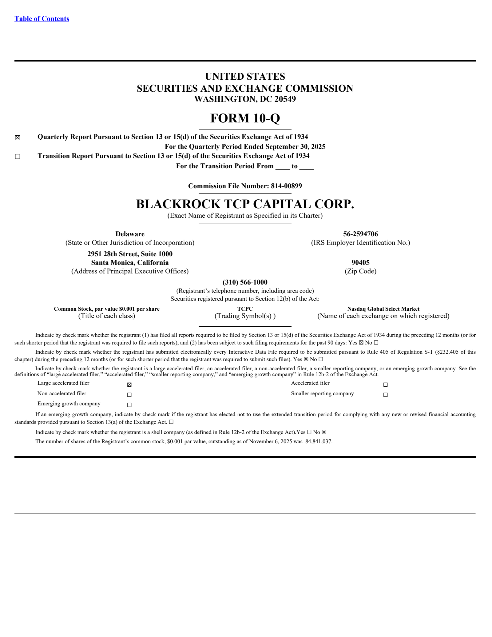 Blackrock Tcp Capital's Q3 2025 Quarterly Report