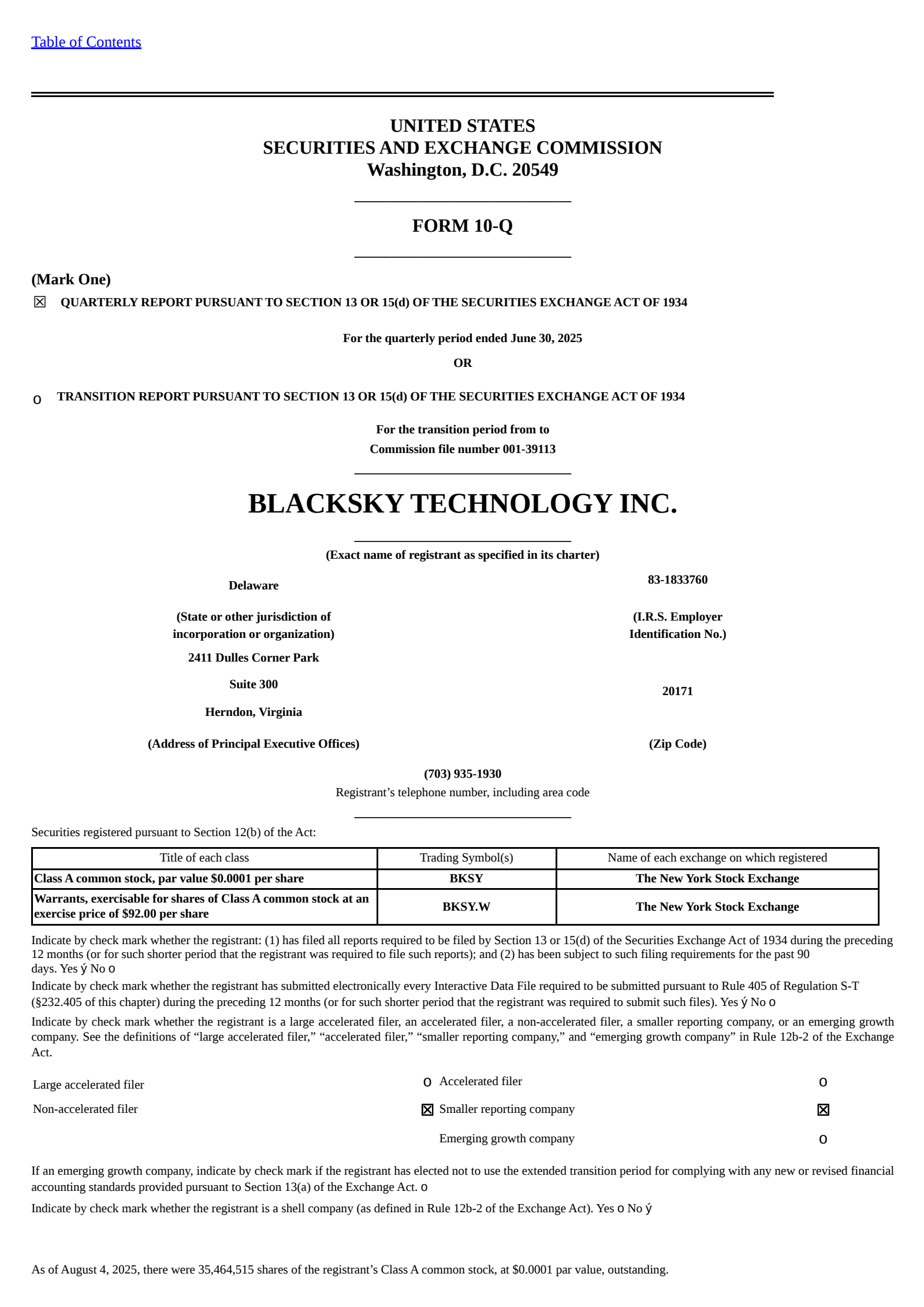 BlackSky Technology's Q2 2025 Quarterly report