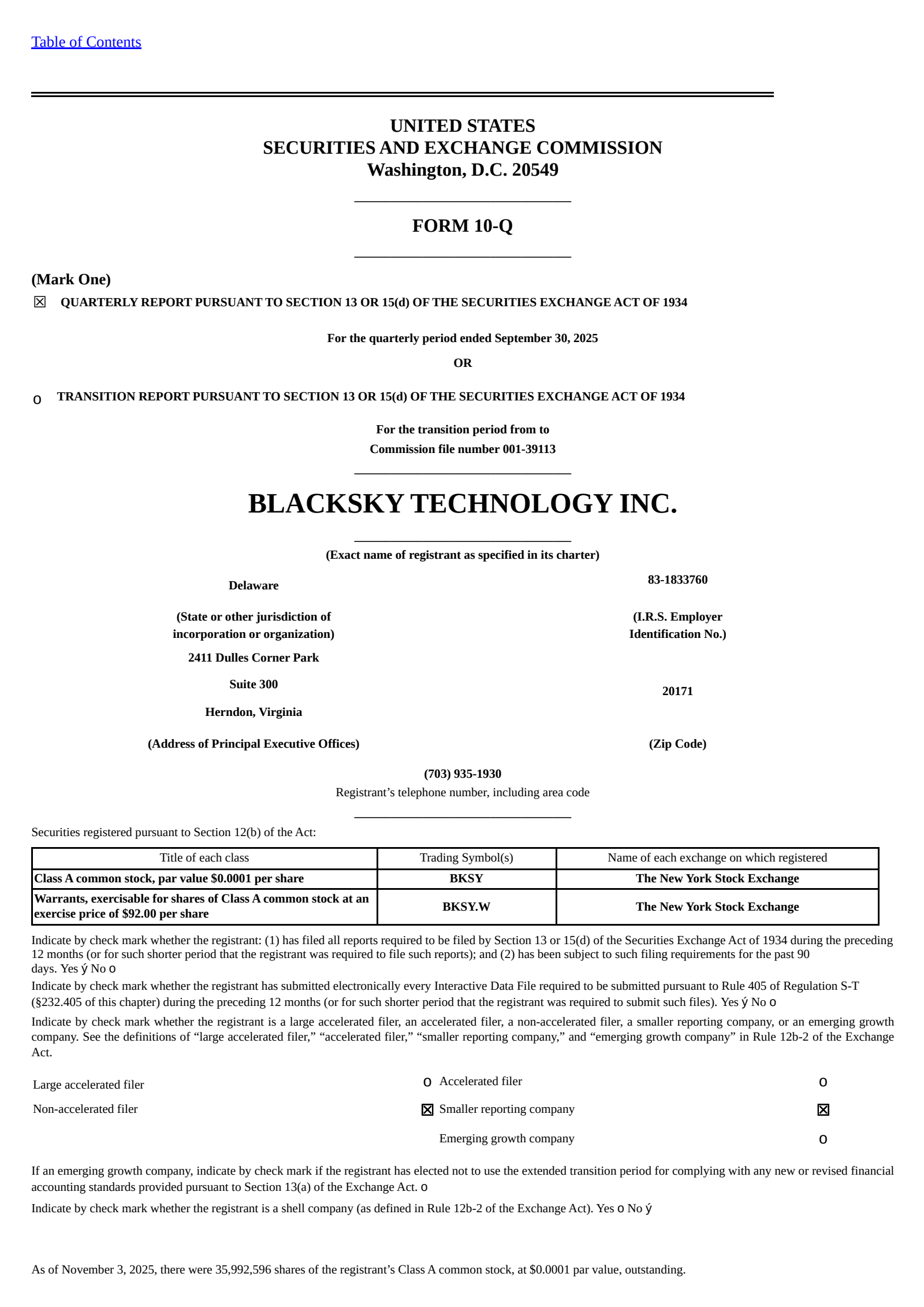 BlackSky Technology's Q3 2025 Quarterly Report