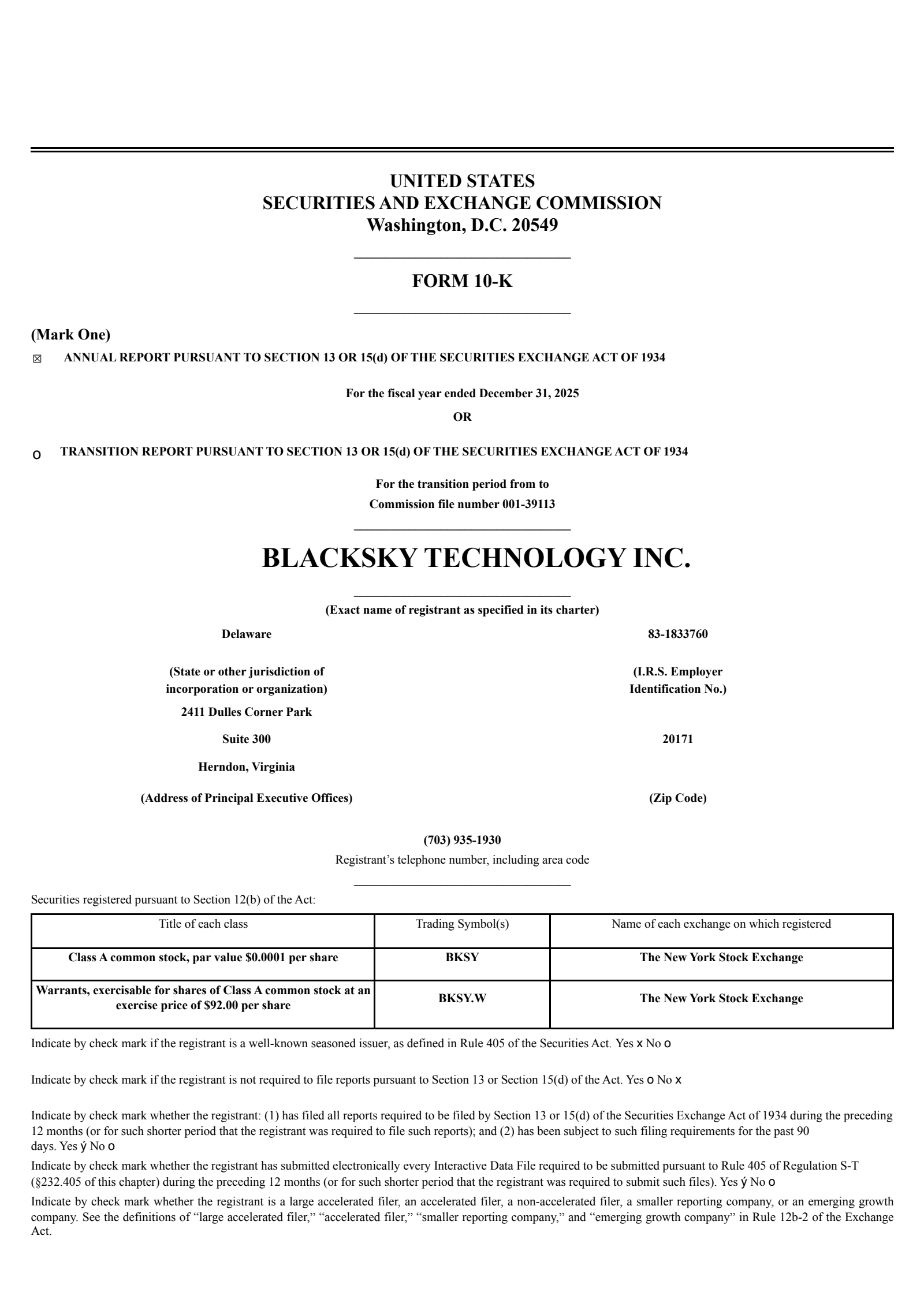 BlackSky Technology's Q4 2025 Annual report