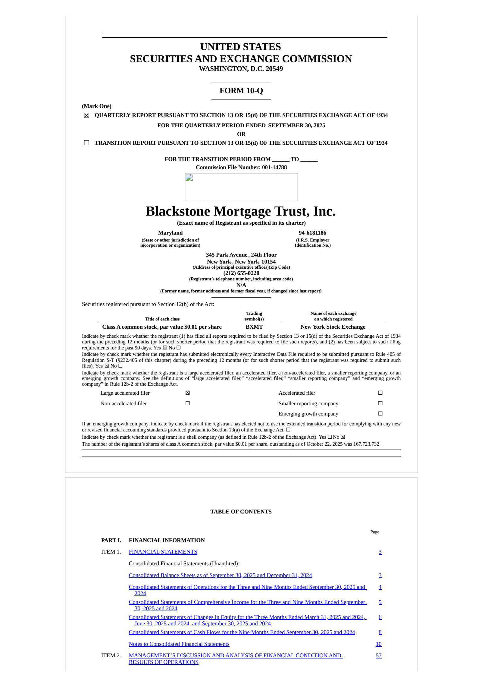 Blackstone Mortgage Trust's Q3 2025 Quarterly Report