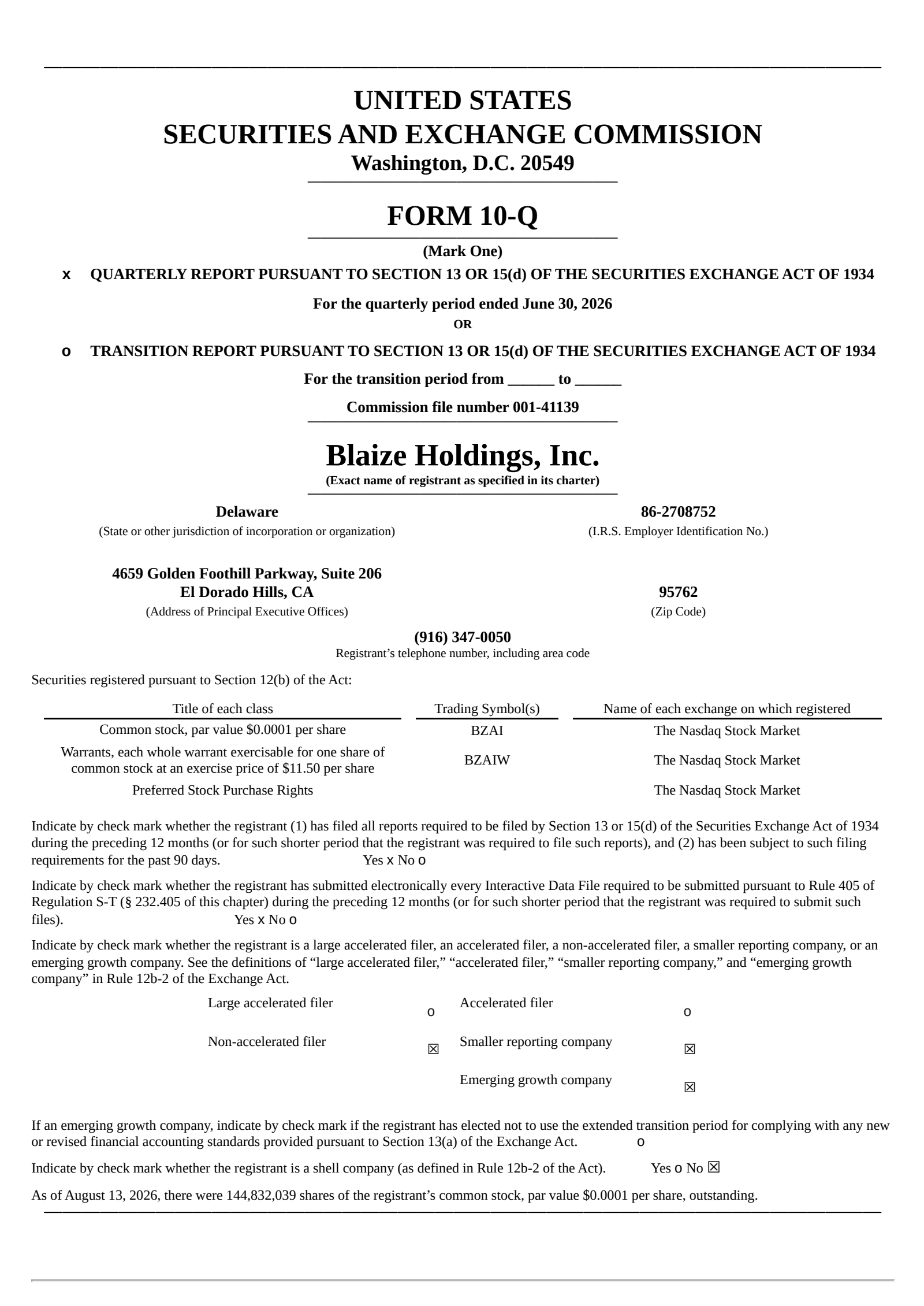 Blaize's Q2 2026 Quarterly report