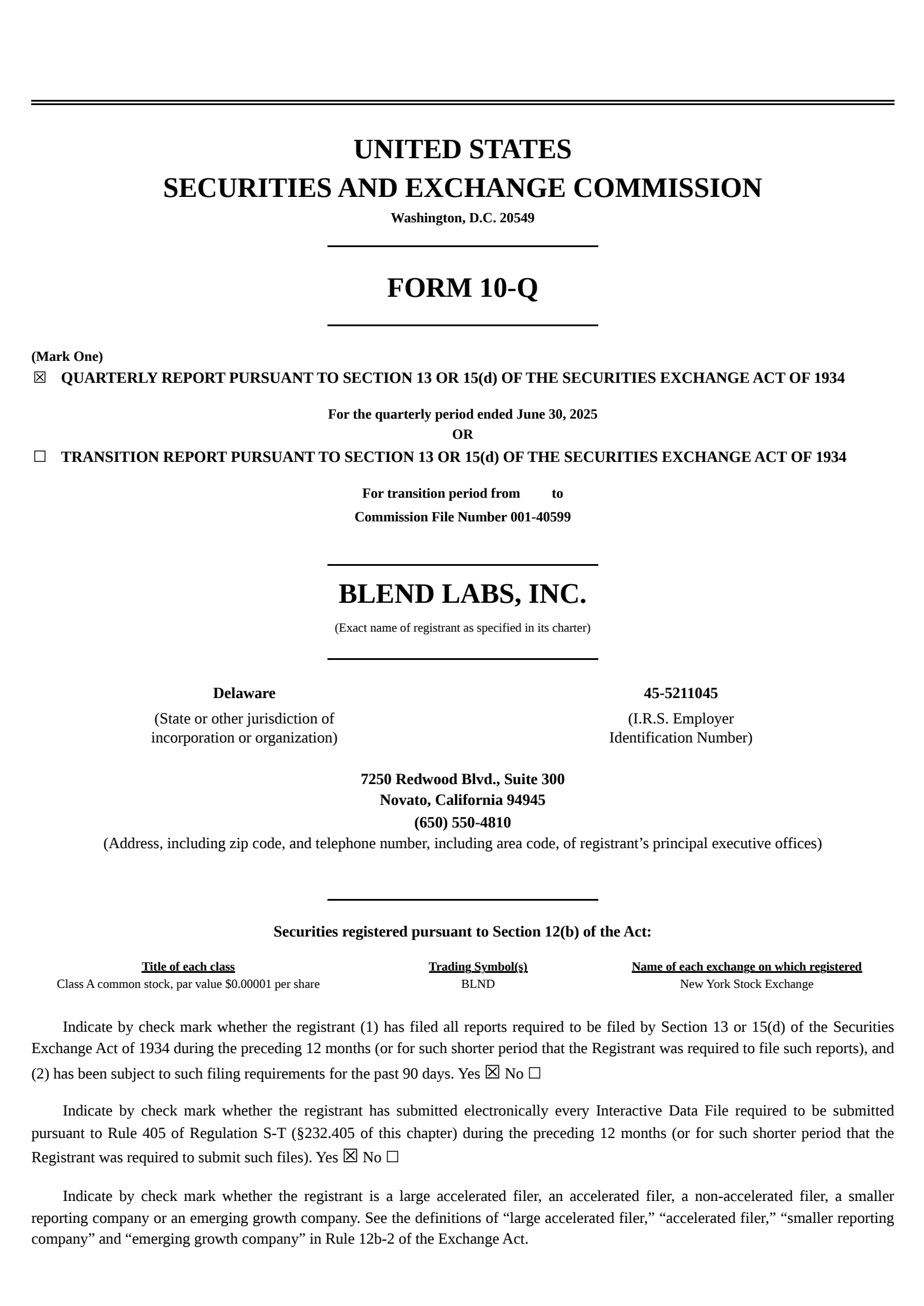 Blend Labs' Q2 2025 Quarterly report