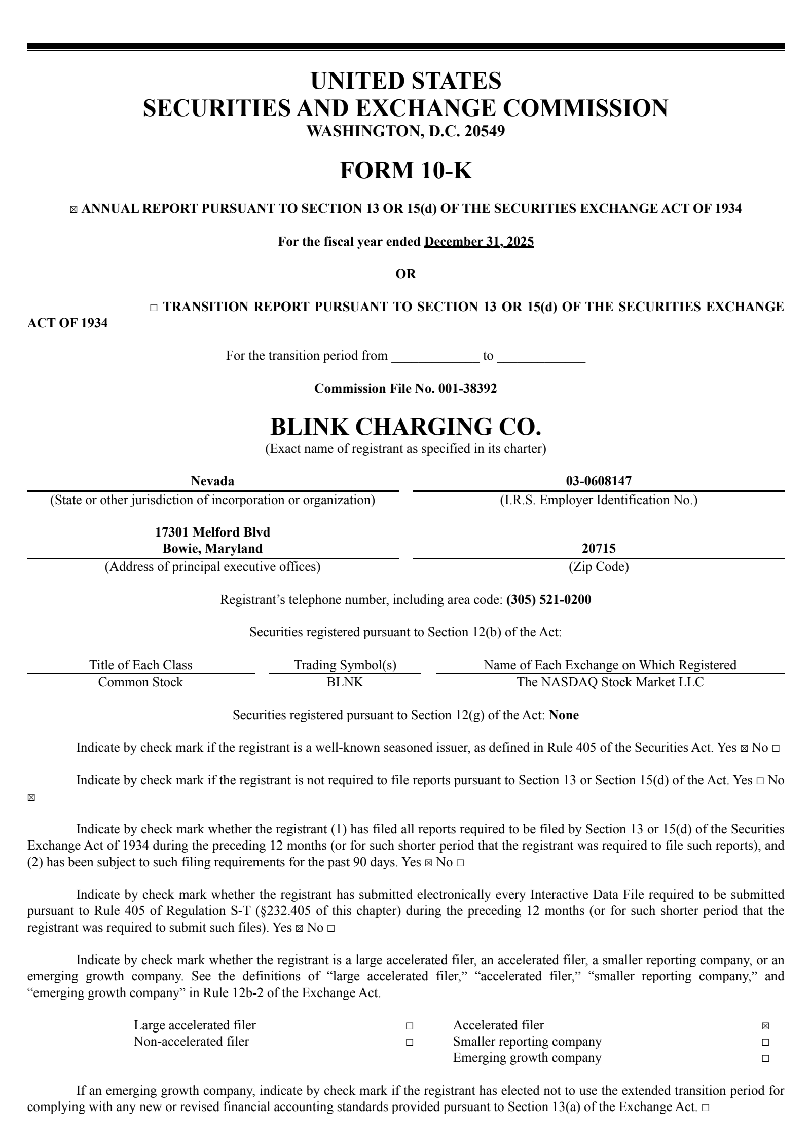 Blink Charging's Q4 2025 Annual report