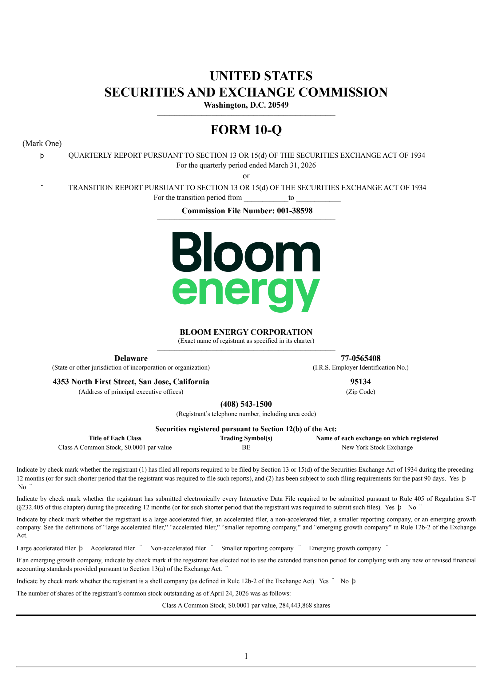 Bloom Energy's Q1 2026 Quarterly report