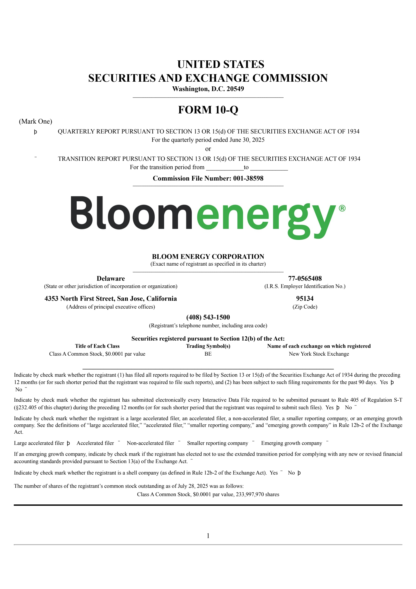 Bloom Energy's Q2 2025 Quarterly report