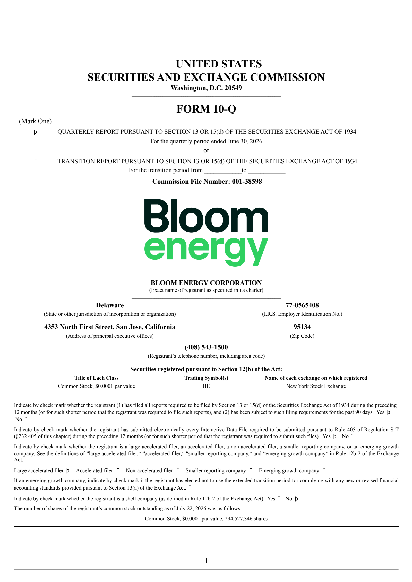 Bloom Energy's Q2 2026 Quarterly report