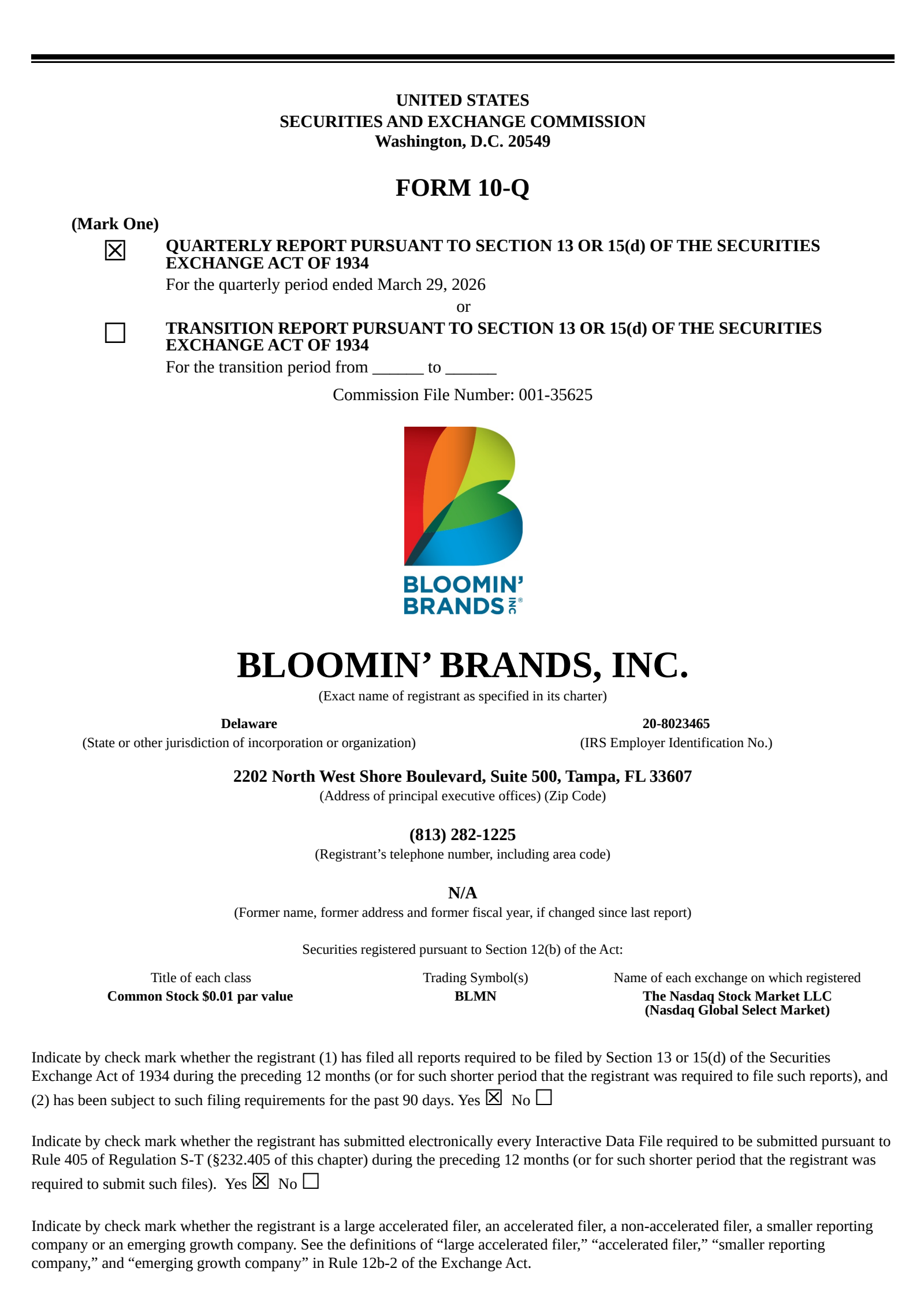 Bloomin' Brands' Q1 2026 Quarterly report