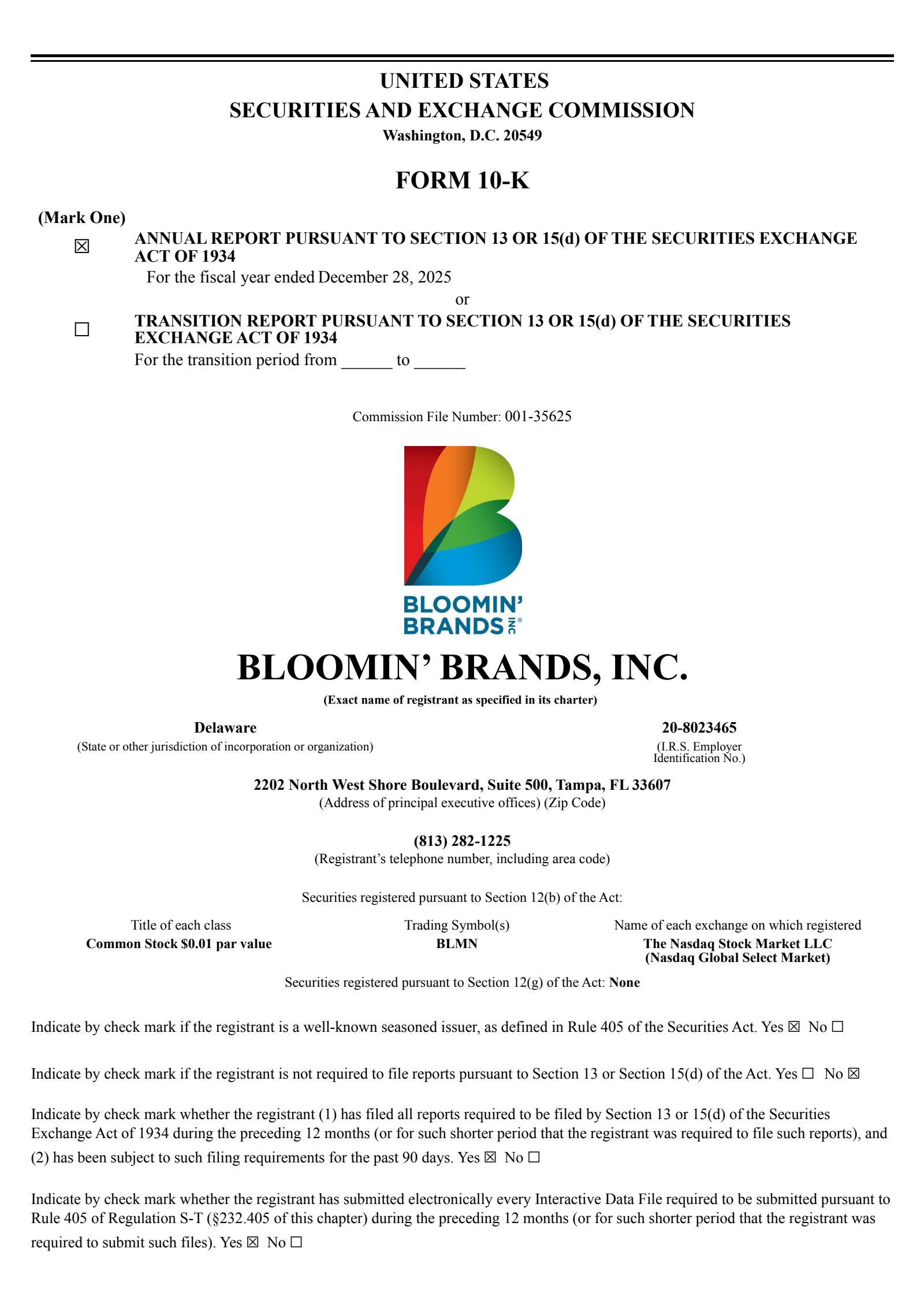 Bloomin' Brands' Q4 2025 Annual report