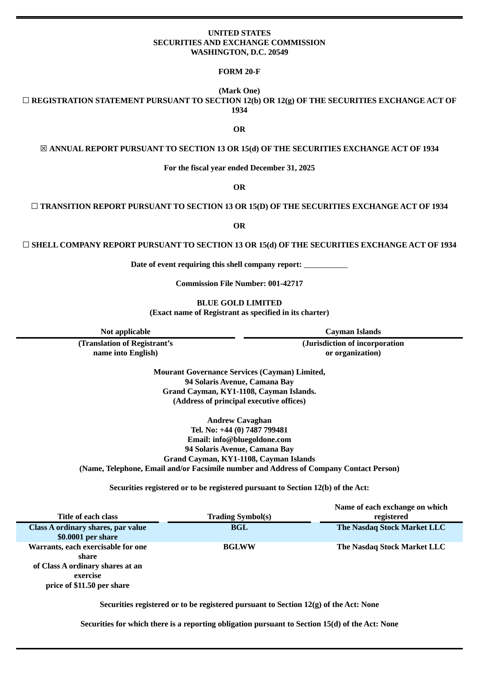 Blue Gold's Q4 2025 Annual report
