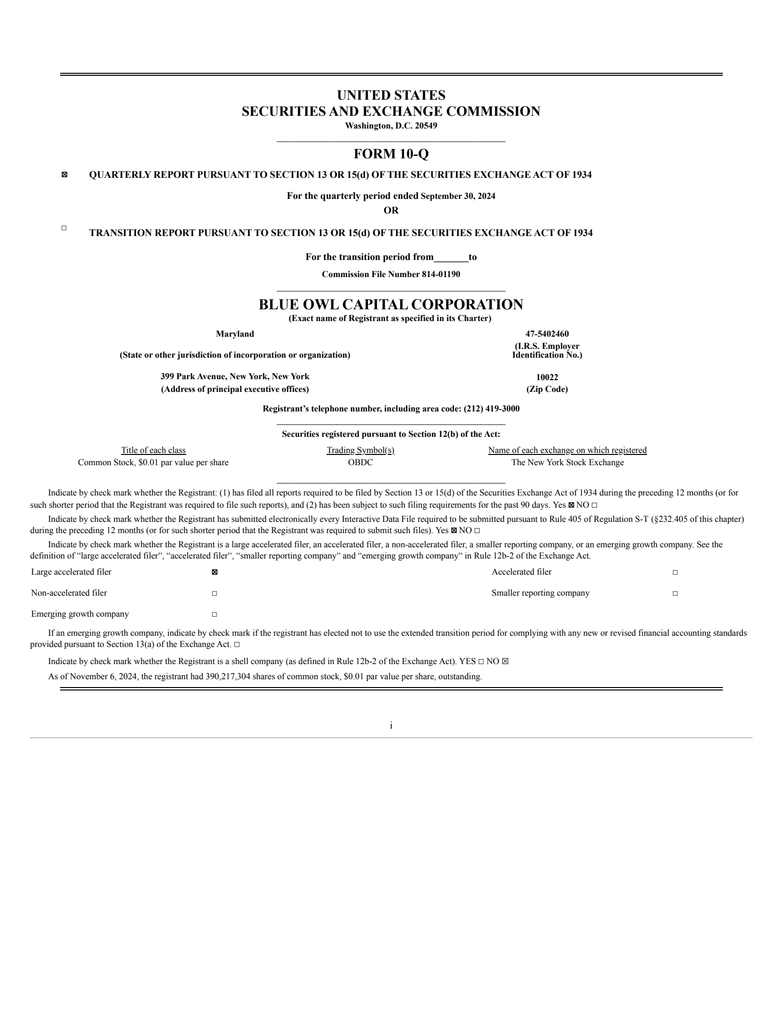 Blue Owl Capital's Q3 2024 Quarterly Report
