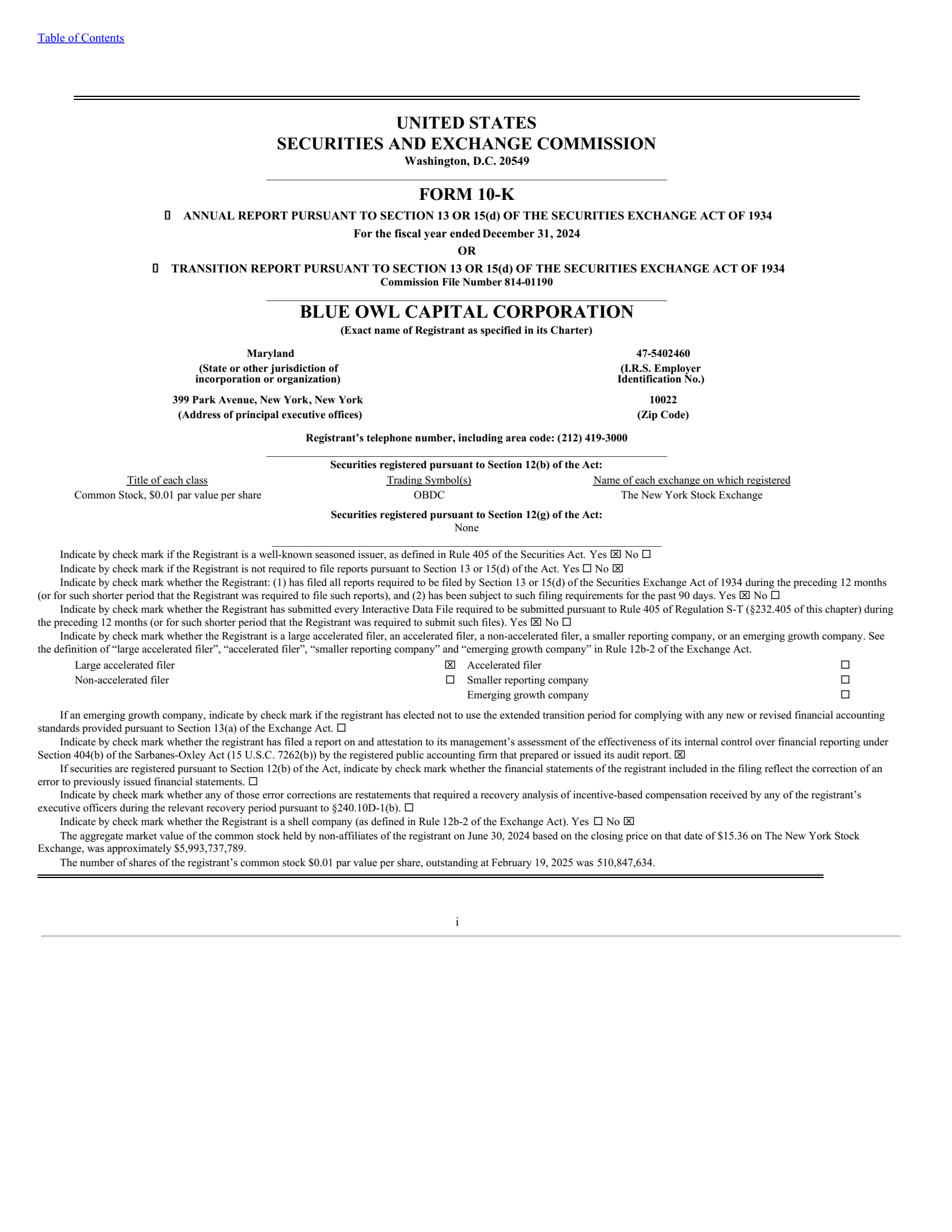 Blue Owl Capital's Q4 2024 Annual Report