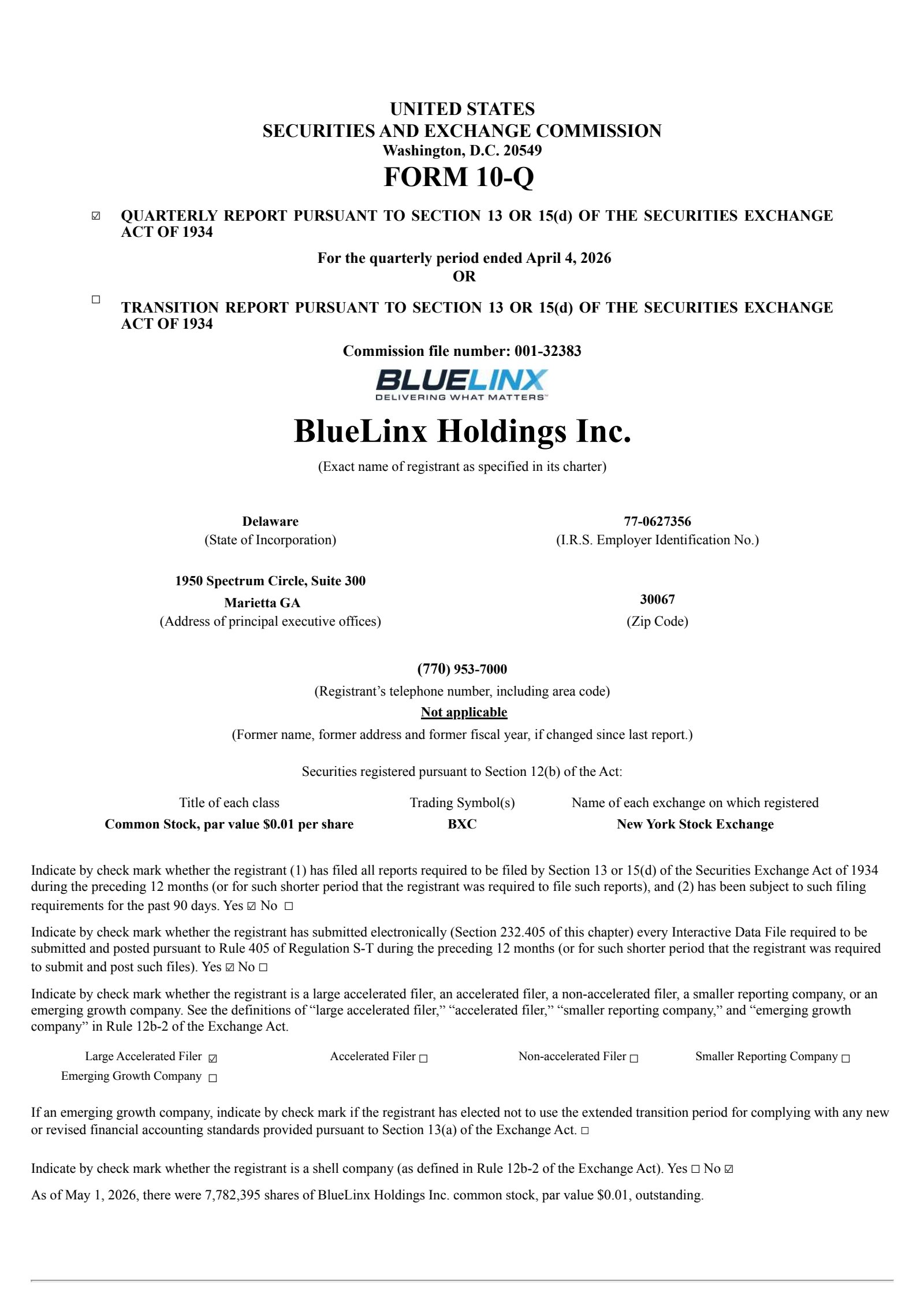 BlueLinx's Q1 2026 Quarterly report