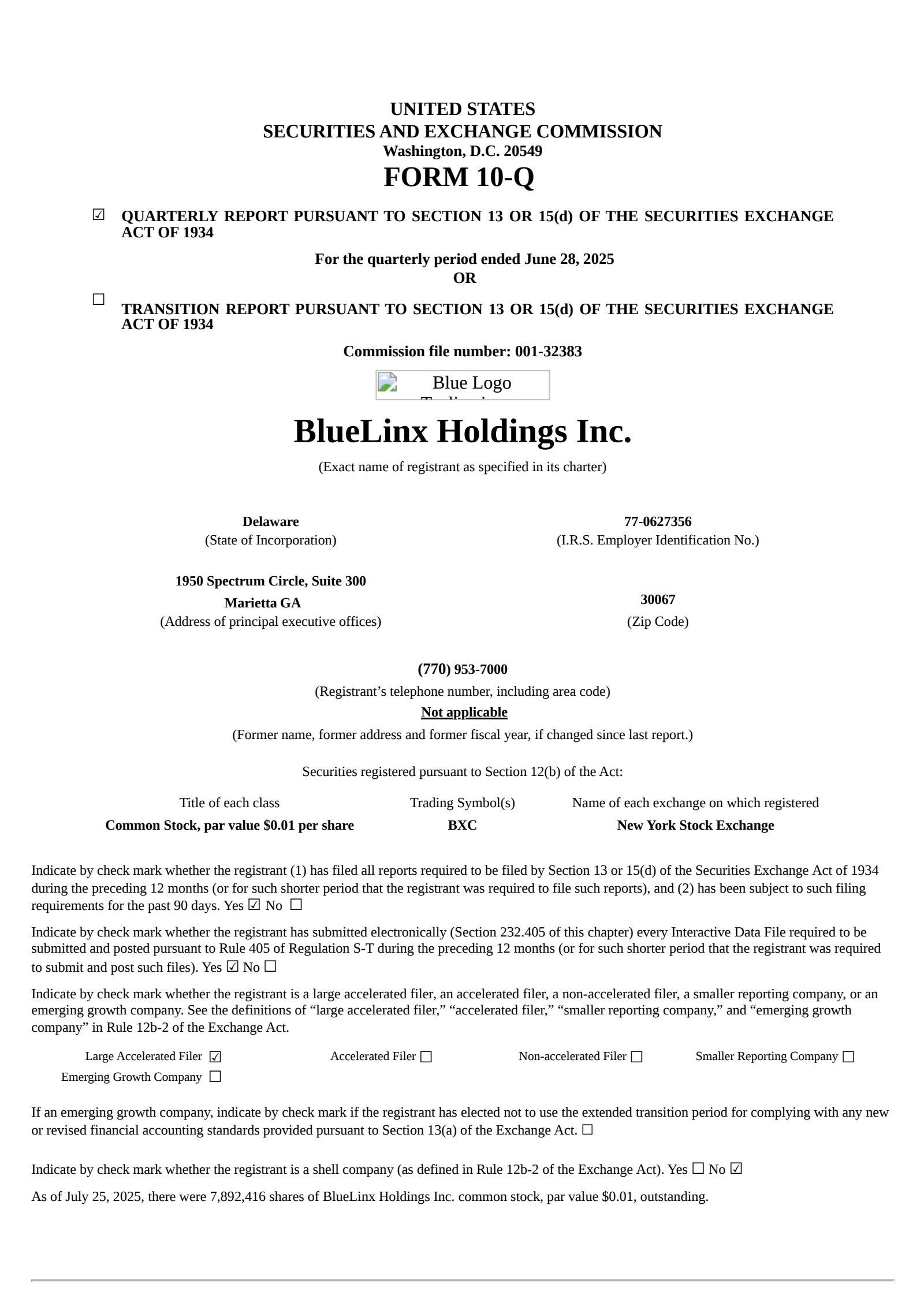 BlueLinx's Q2 2025 Quarterly report