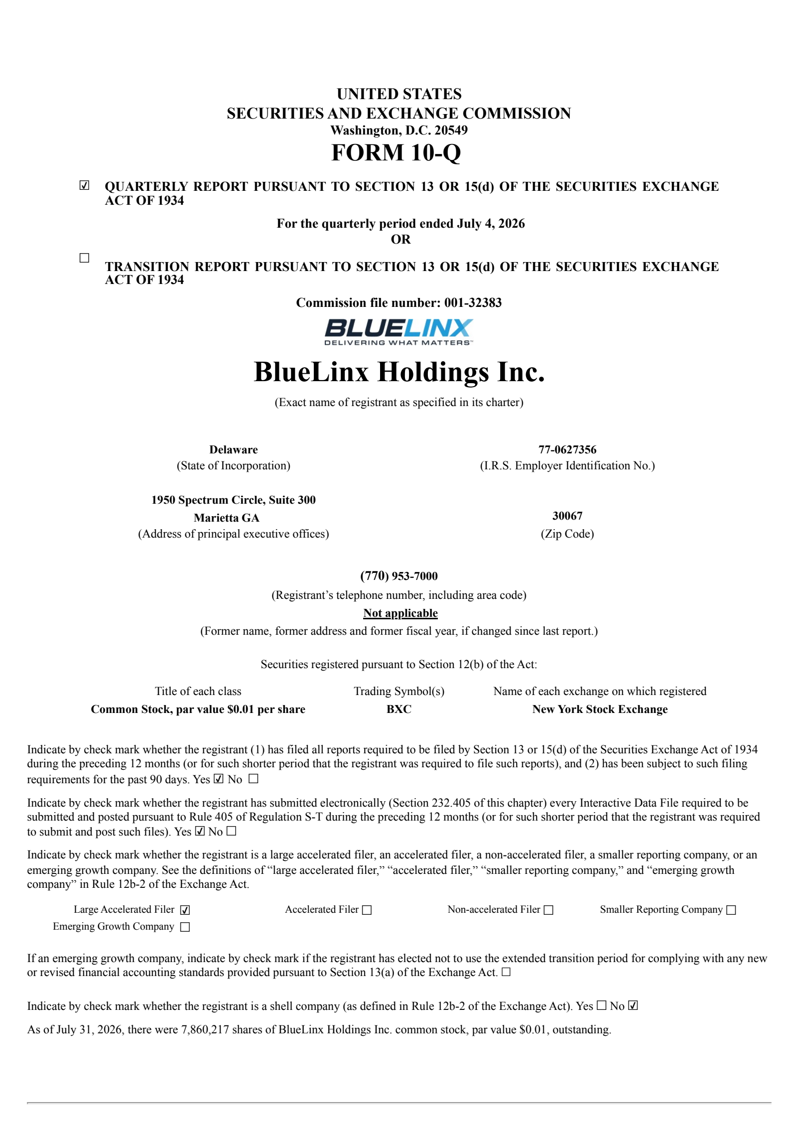BlueLinx's Q2 2026 Quarterly report