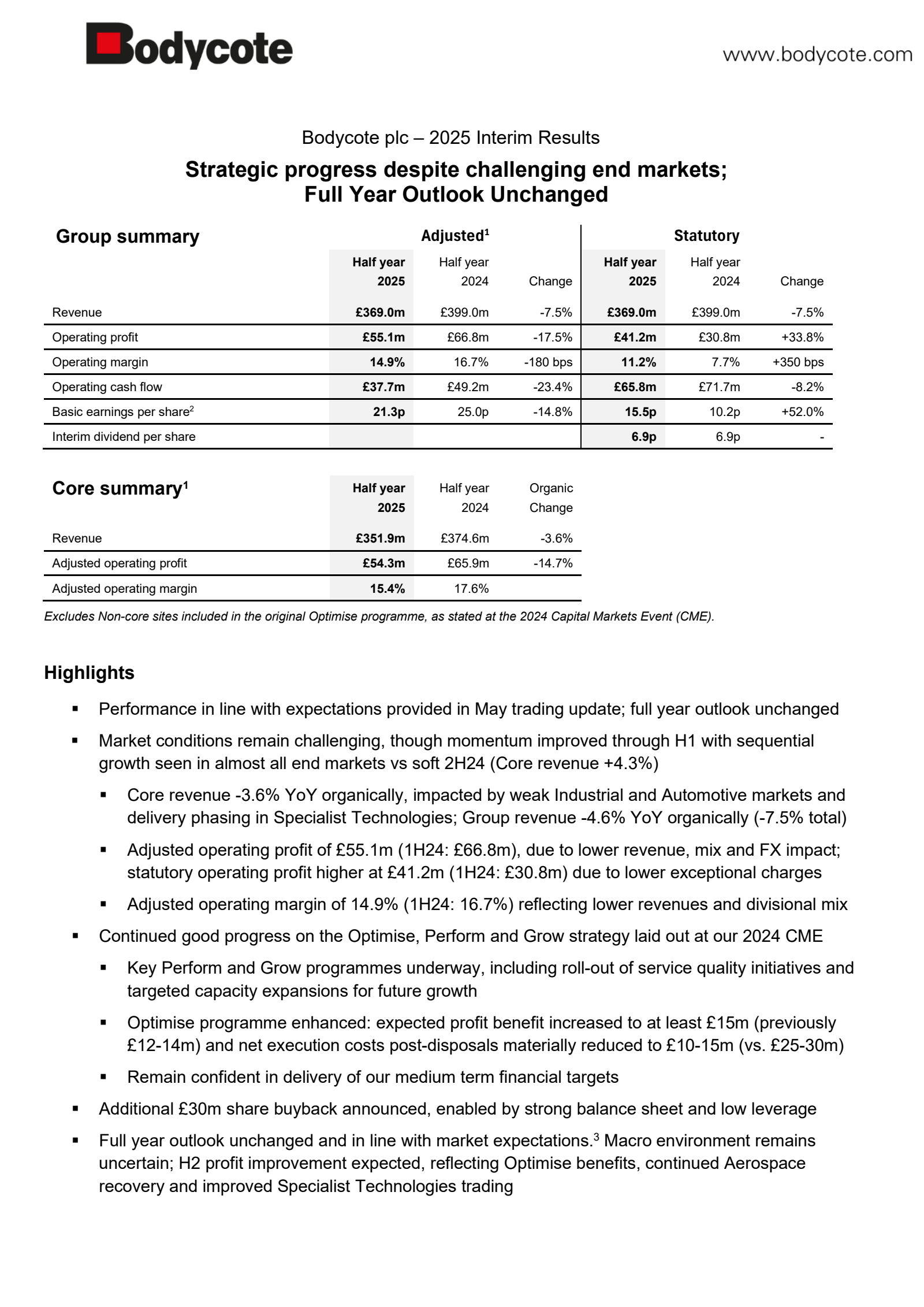 Bodycote's H1 2025 Interim report