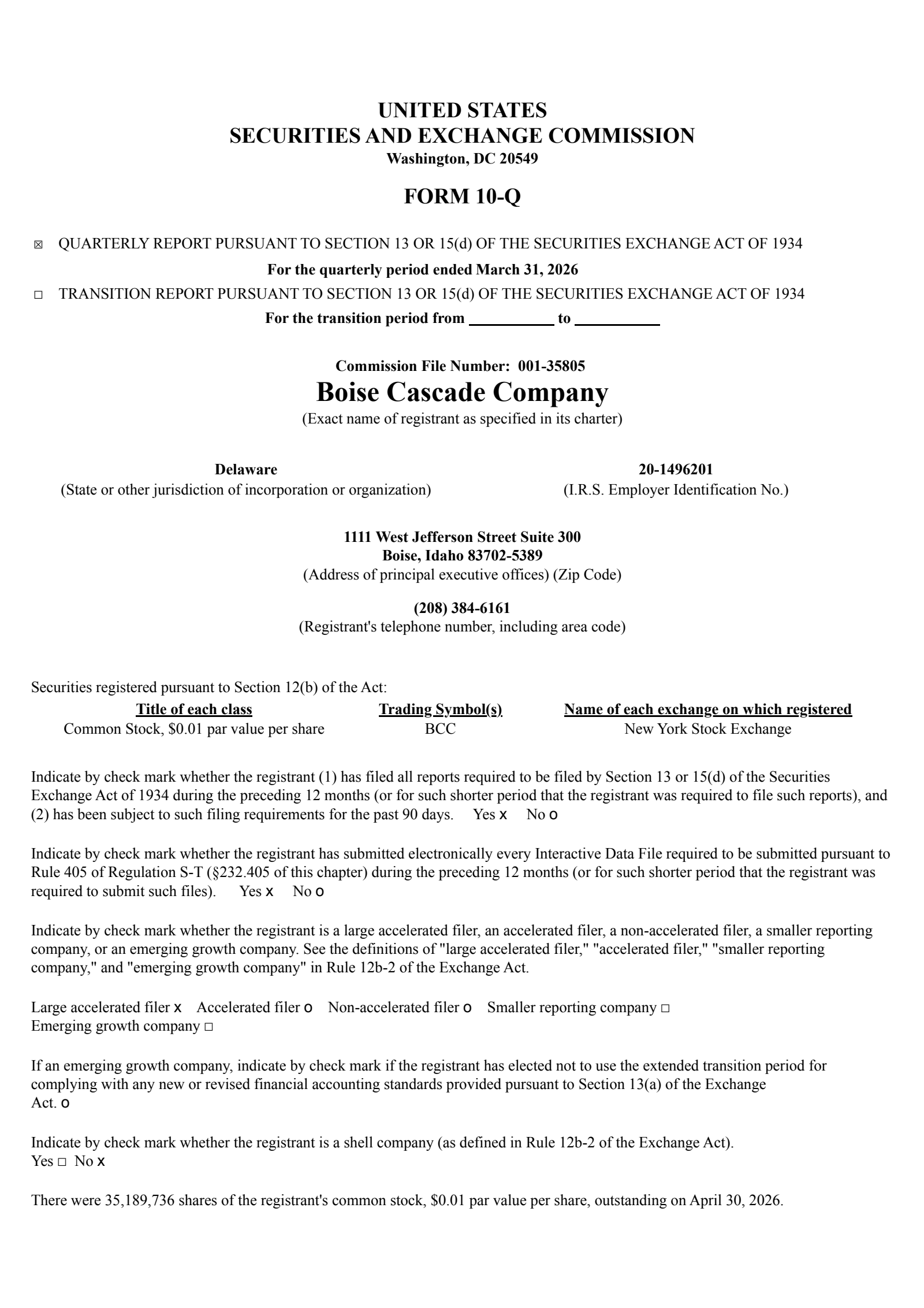 Boise Cascade's Q1 2026 Quarterly report