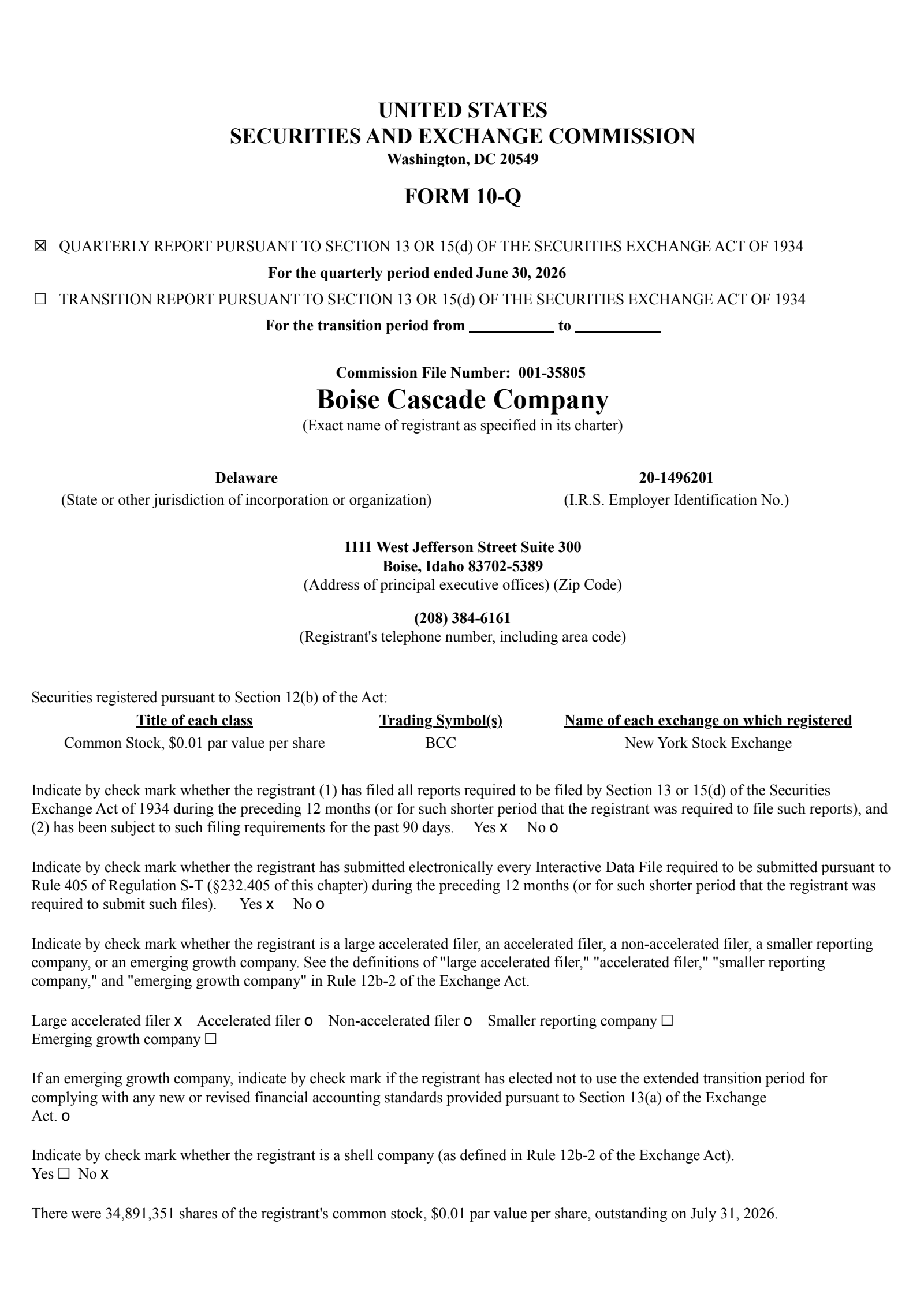 Boise Cascade's Q2 2026 Quarterly report