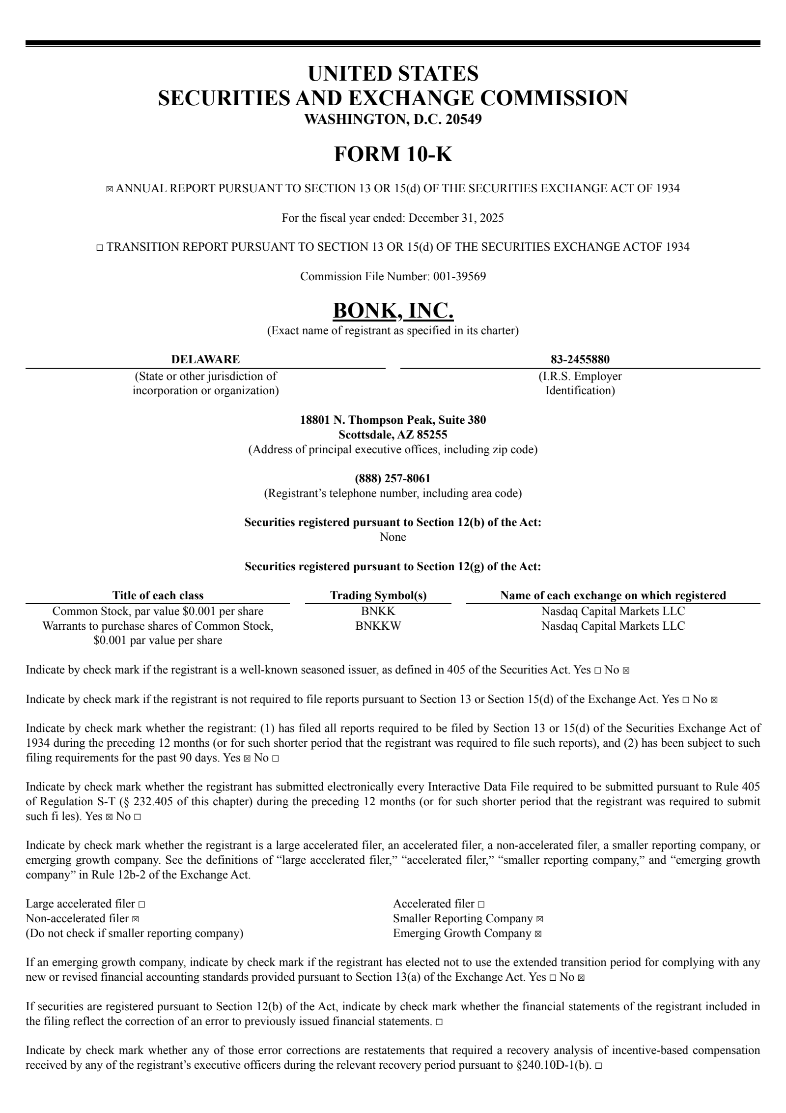 Bonk's Q4 2025 Annual report