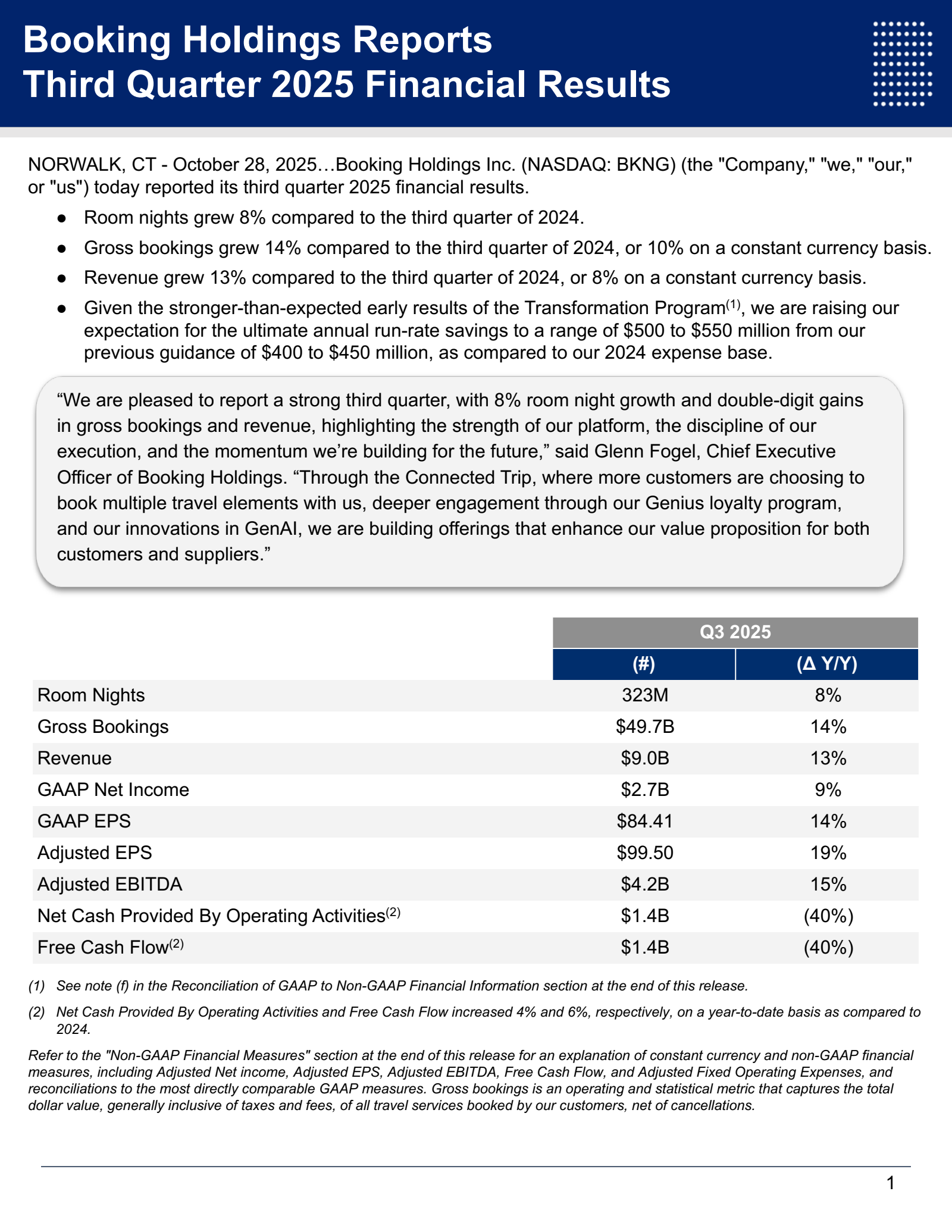 Booking's Q3 2025 Earnings Release