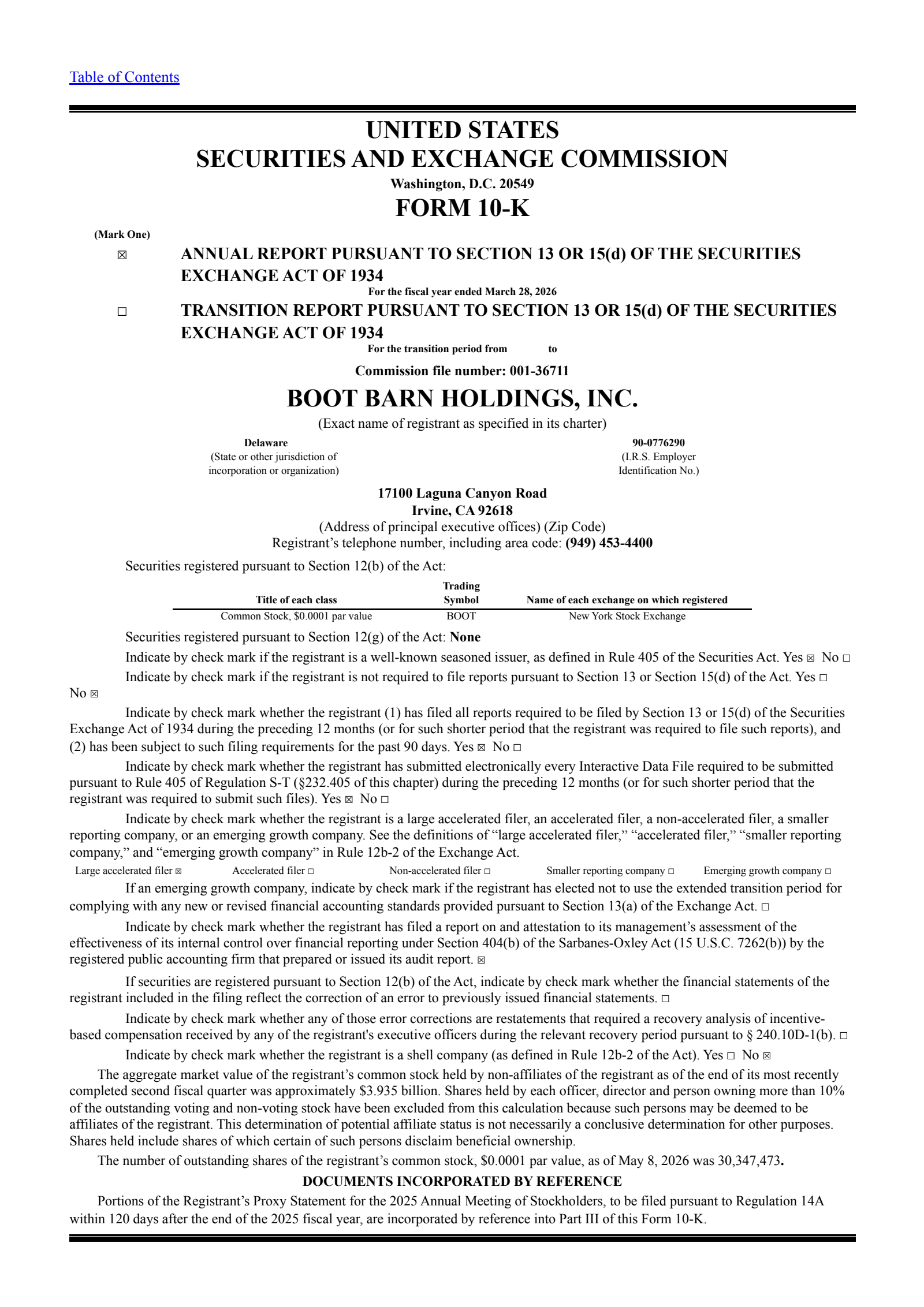 Boot Barn's Q4 2026 Annual report