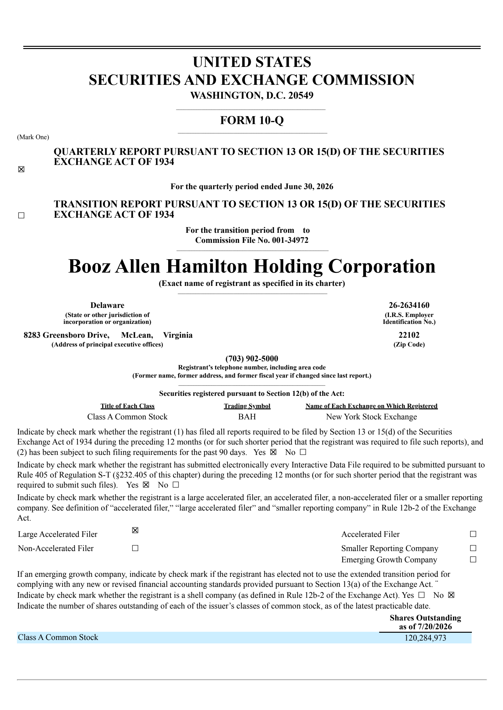 Booz Allen Hamilton's Q1 2027 Quarterly report