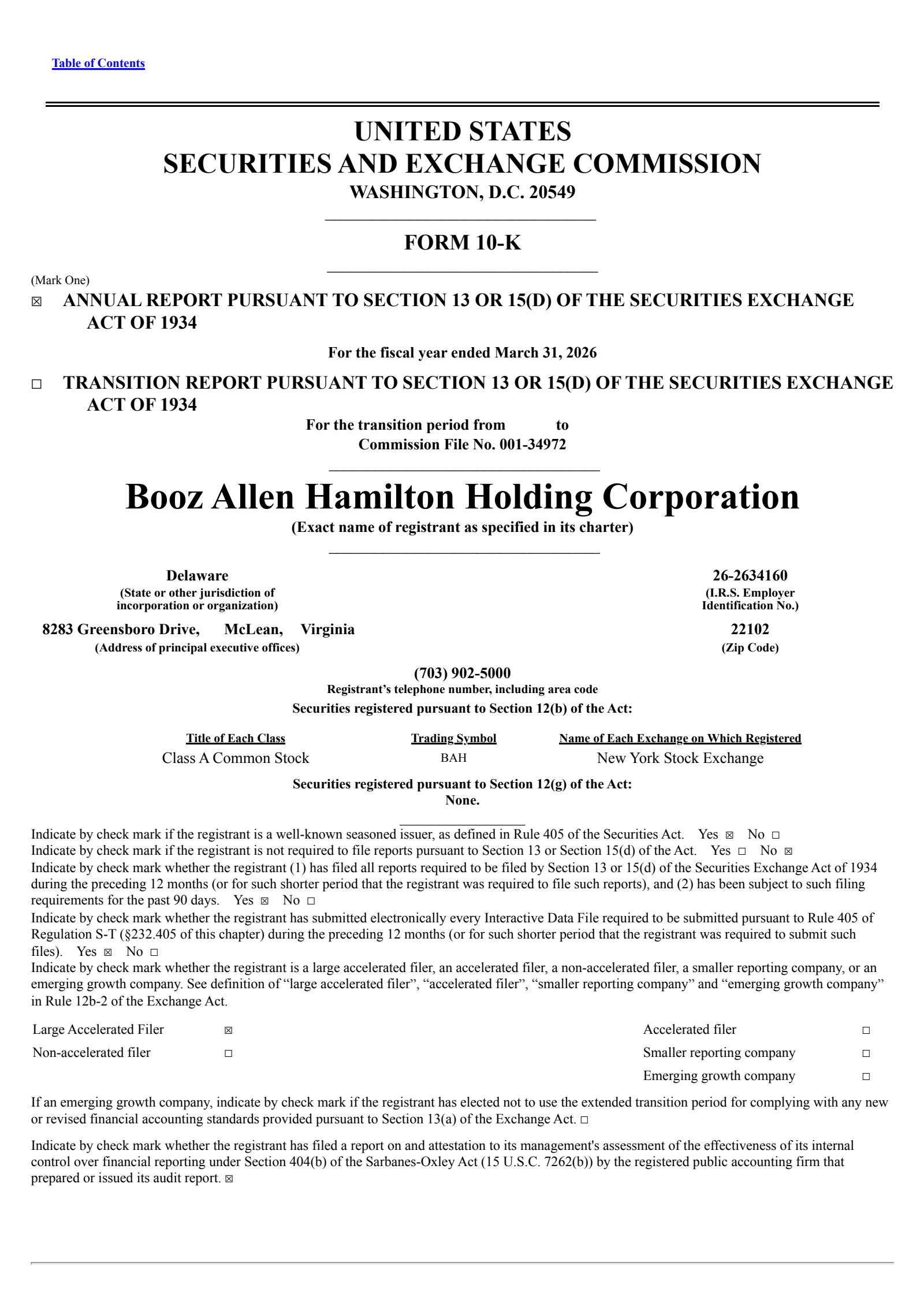 Booz Allen Hamilton's Q4 2026 Annual report