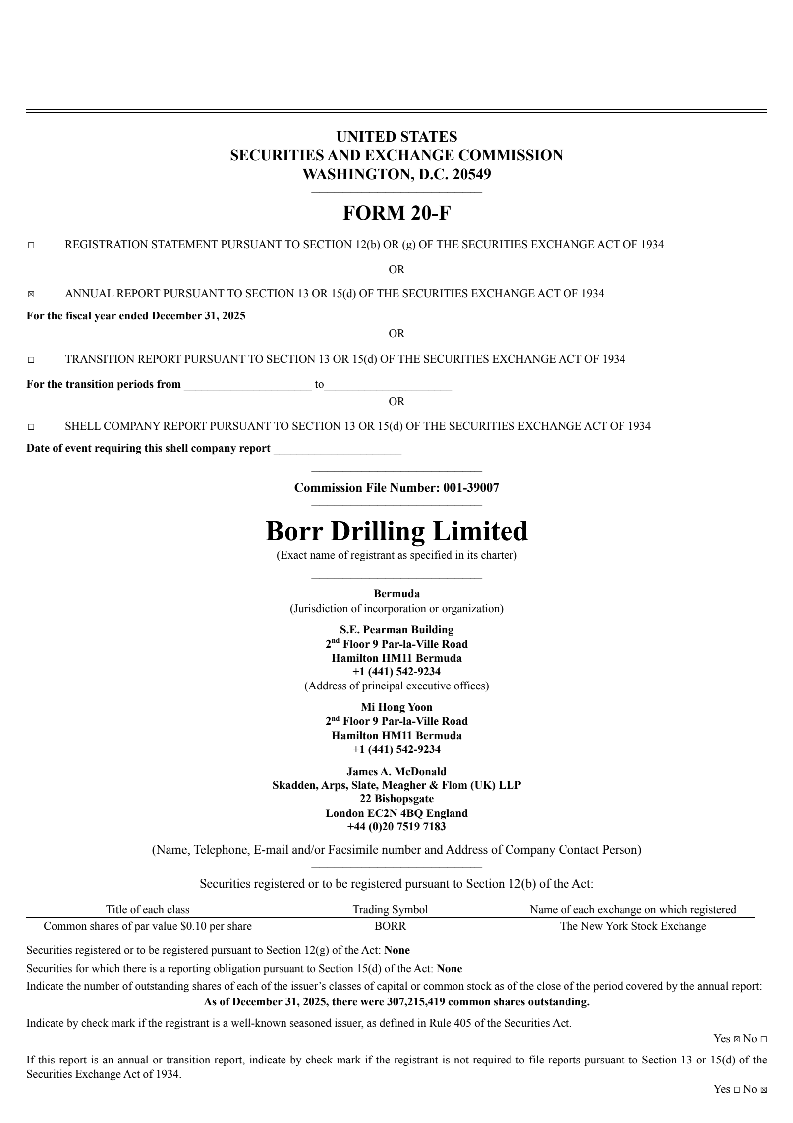 Borr Drilling's Q4 2025 Annual report
