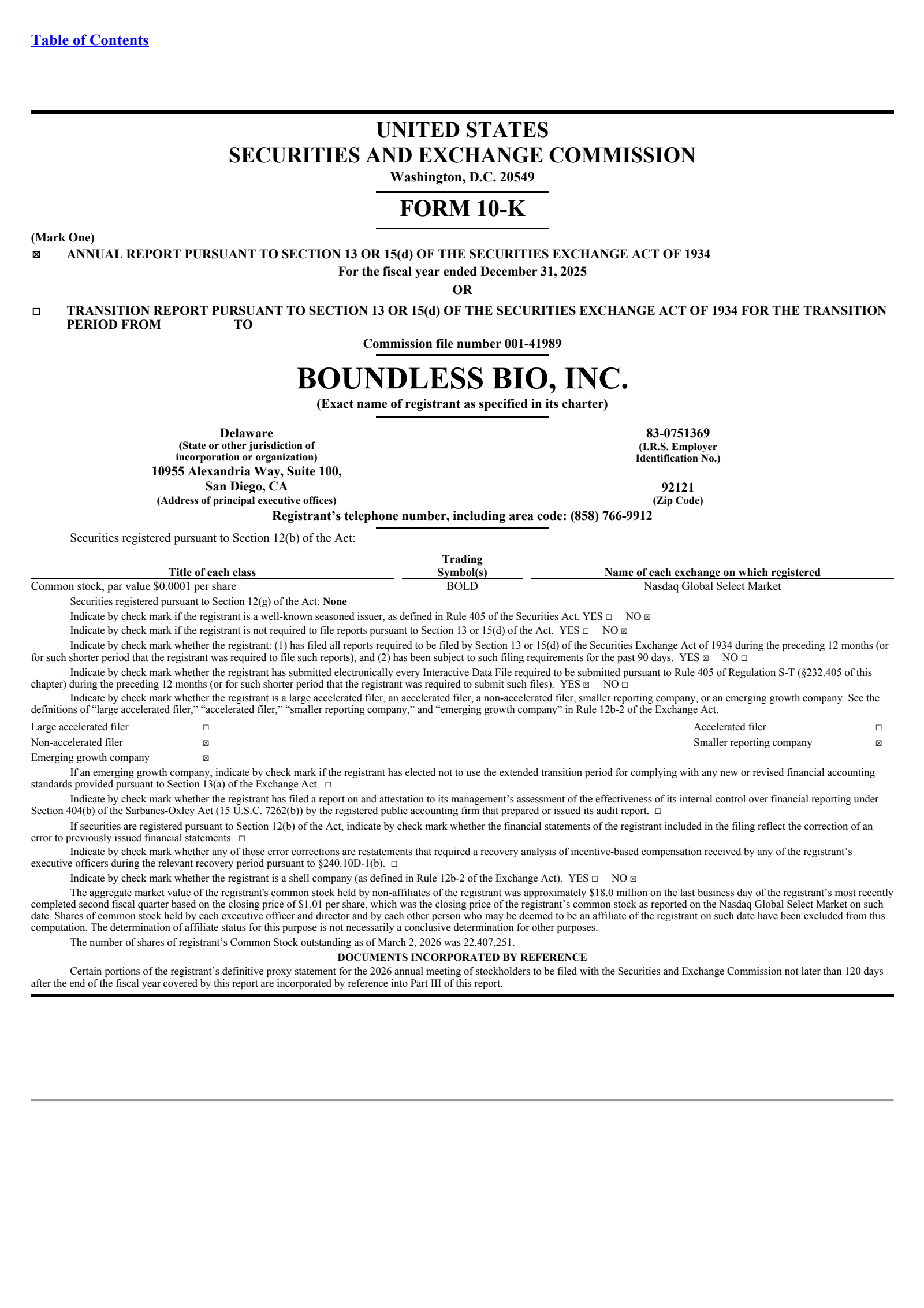 Boundless Bio's Q4 2025 Annual report