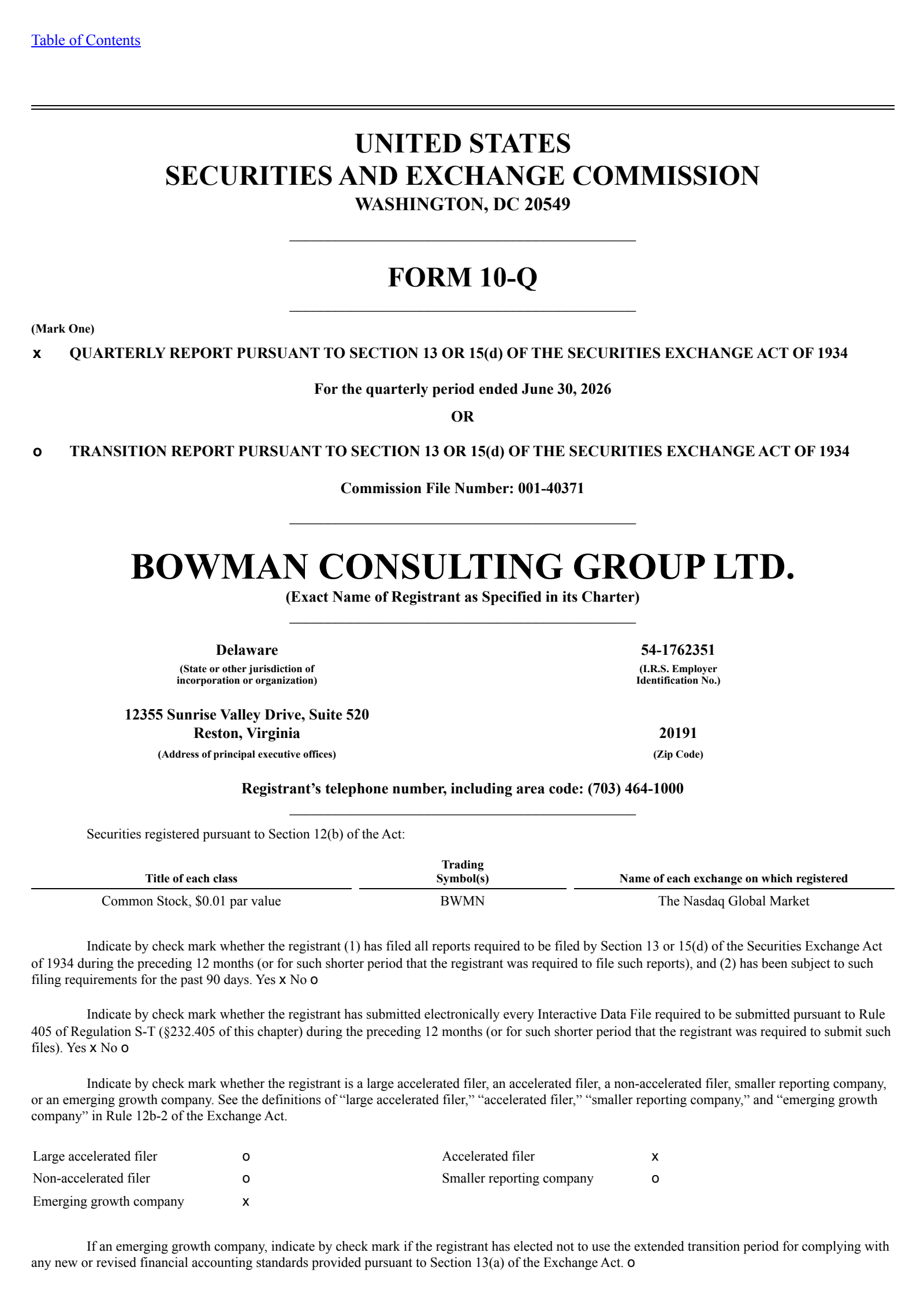 Bowman Consulting Group's Q2 2026 Quarterly report