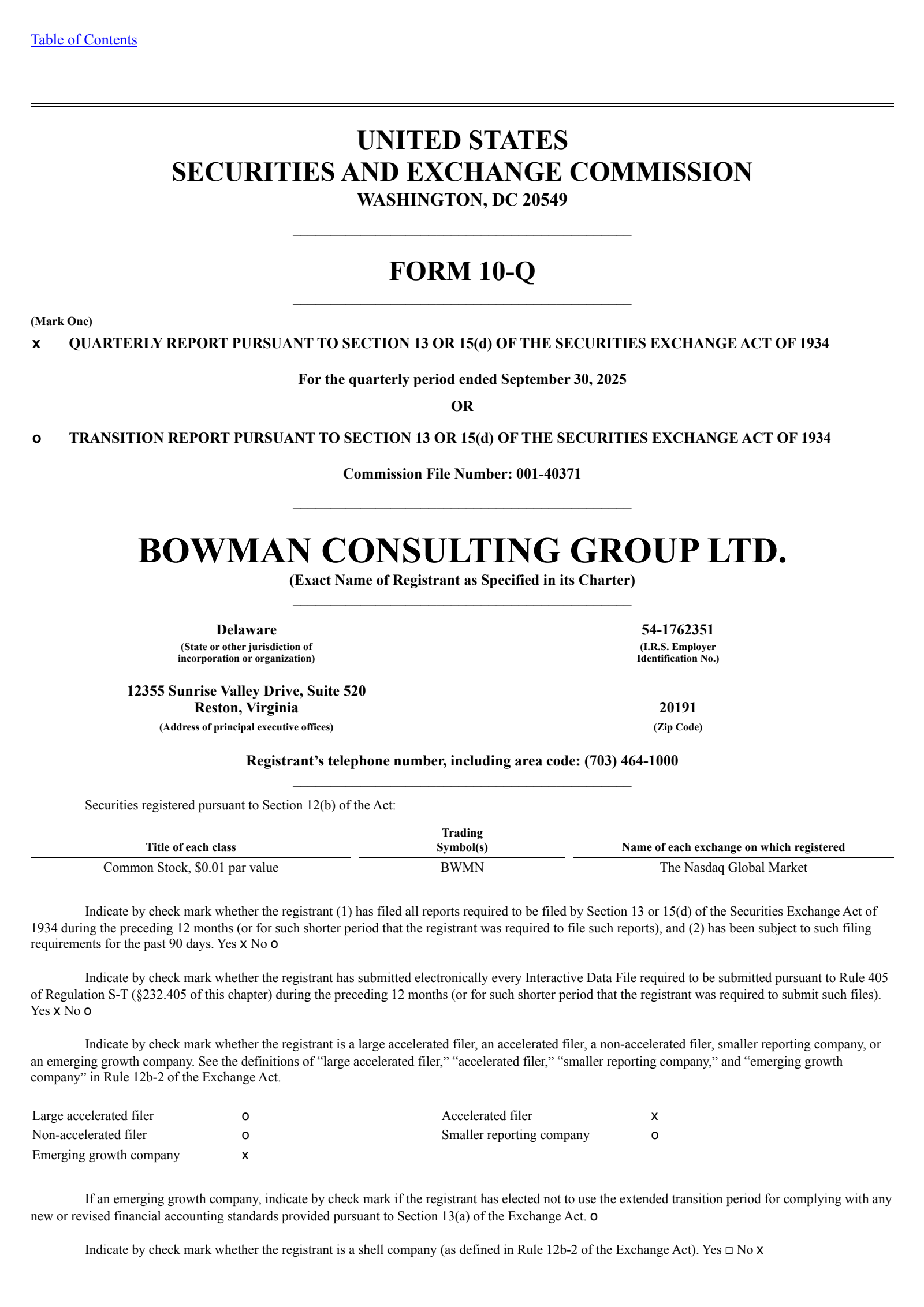 Bowman Consulting Group's Q3 2025 Quarterly Report