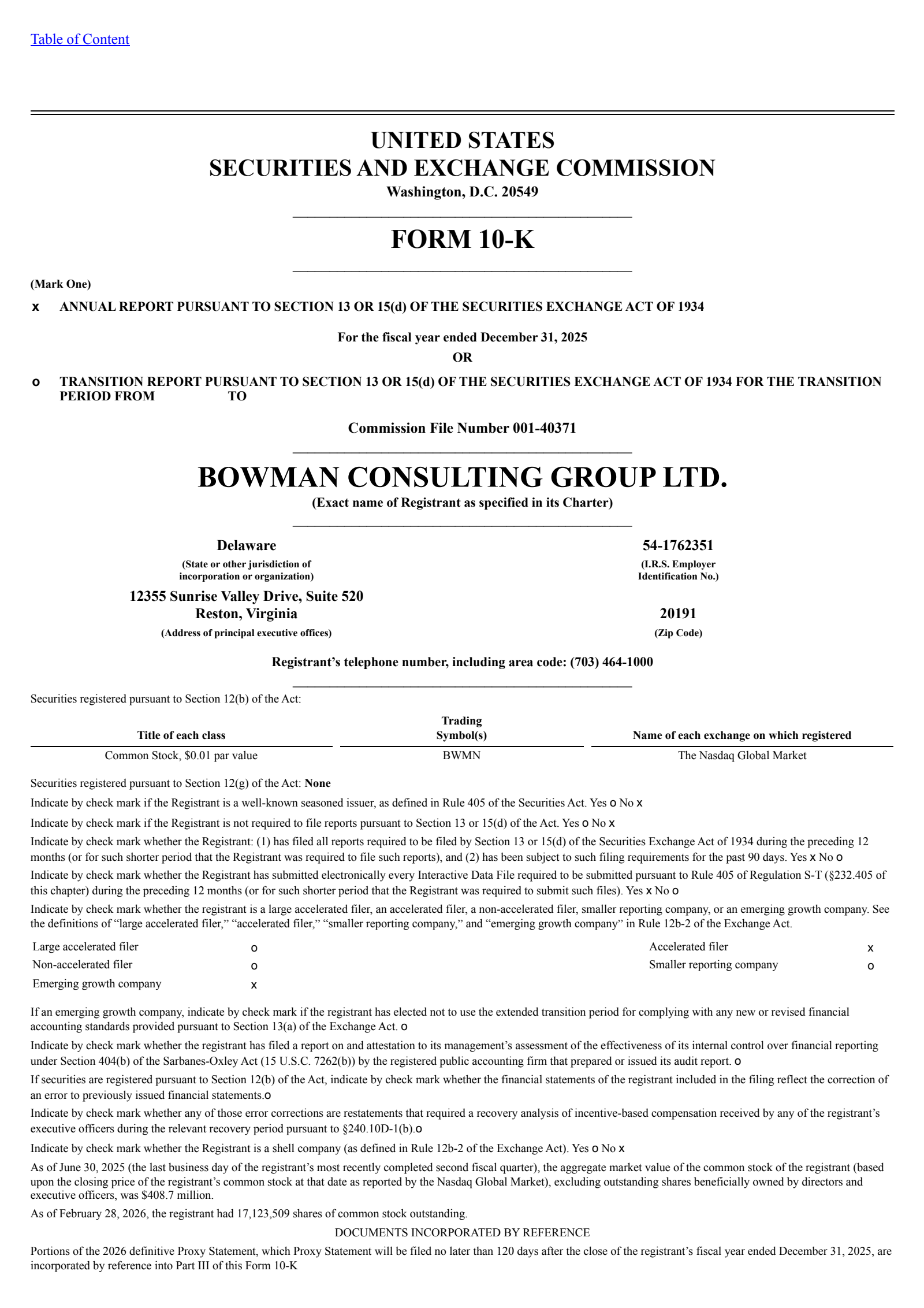 Bowman Consulting Group's Q4 2025 Annual report