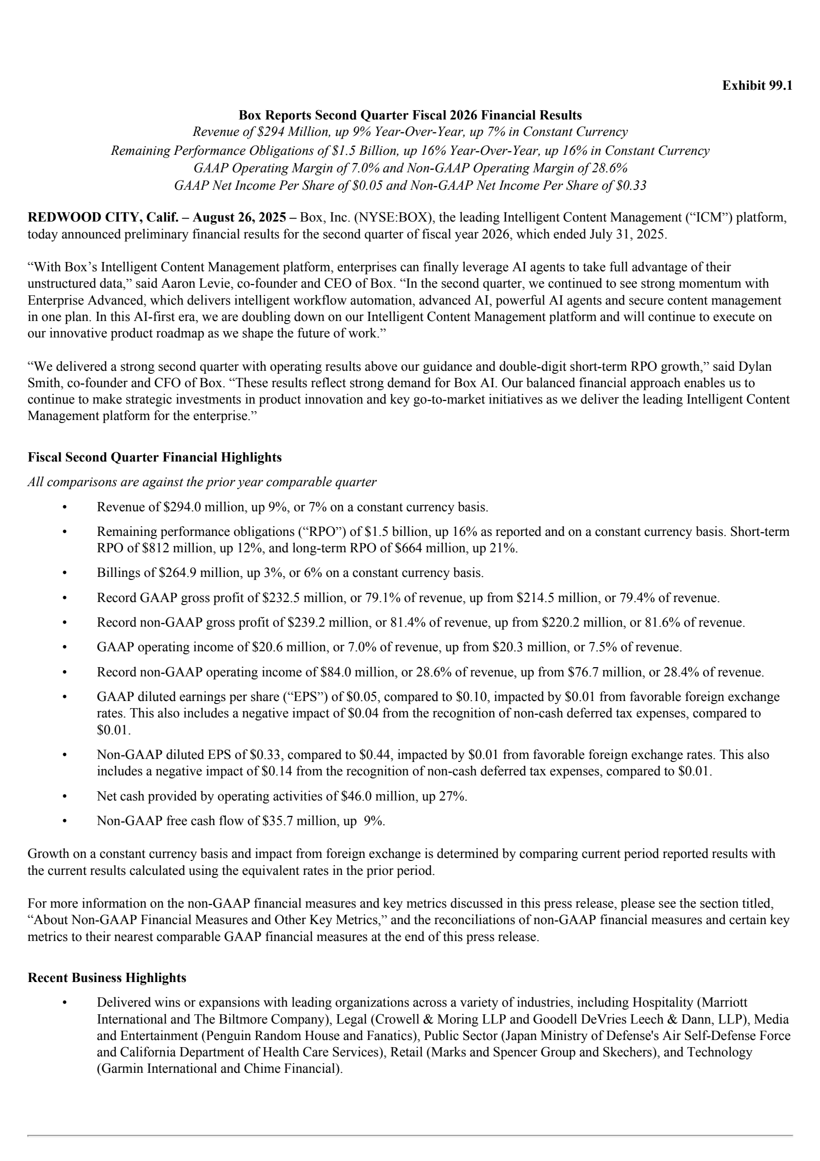 BOX's Q2 2026 Press Release