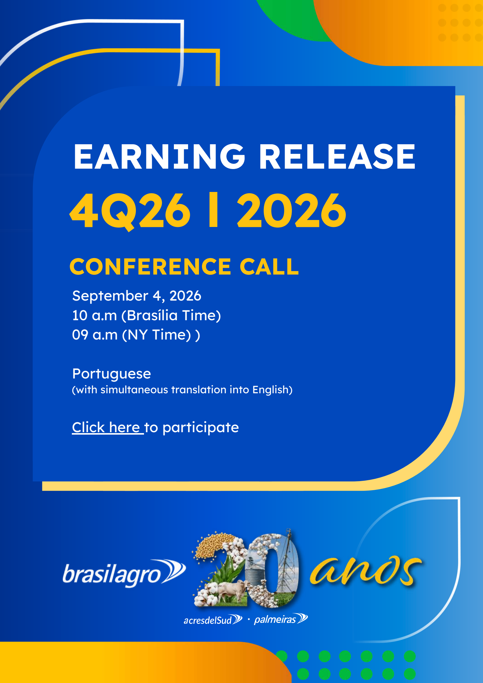 Brasilagro Cia Brasileira De Propriedades Agricolas' Q4 2026 Press Release
