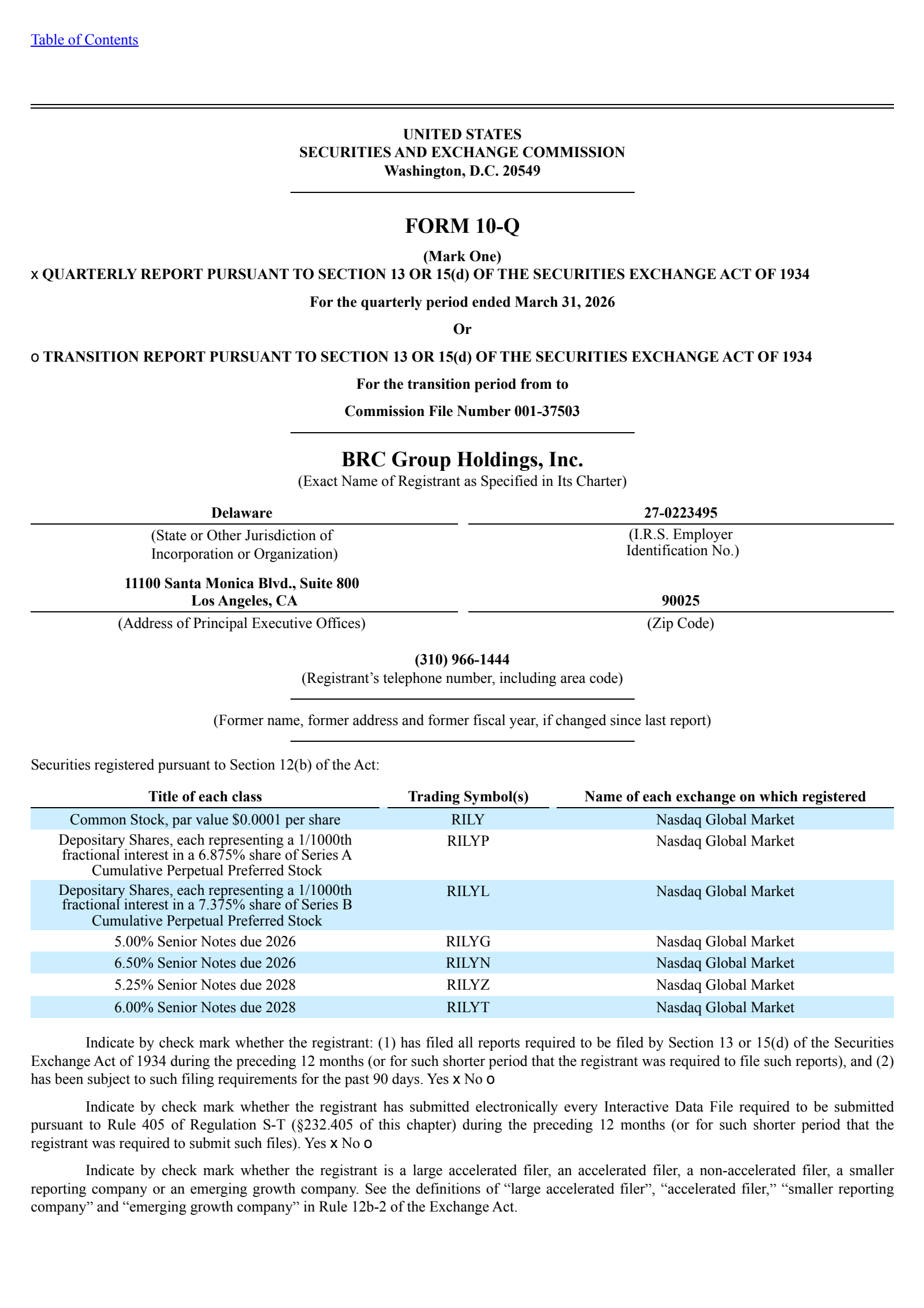 B. Riley Financial's Q1 2026 Quarterly report