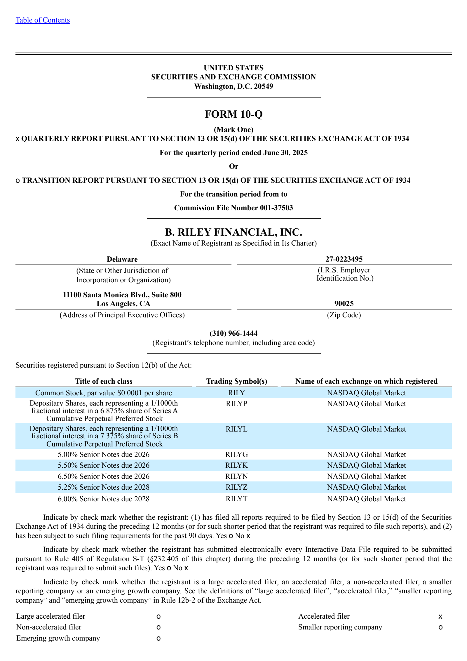 B. Riley Financial's Q2 2025 Quarterly report