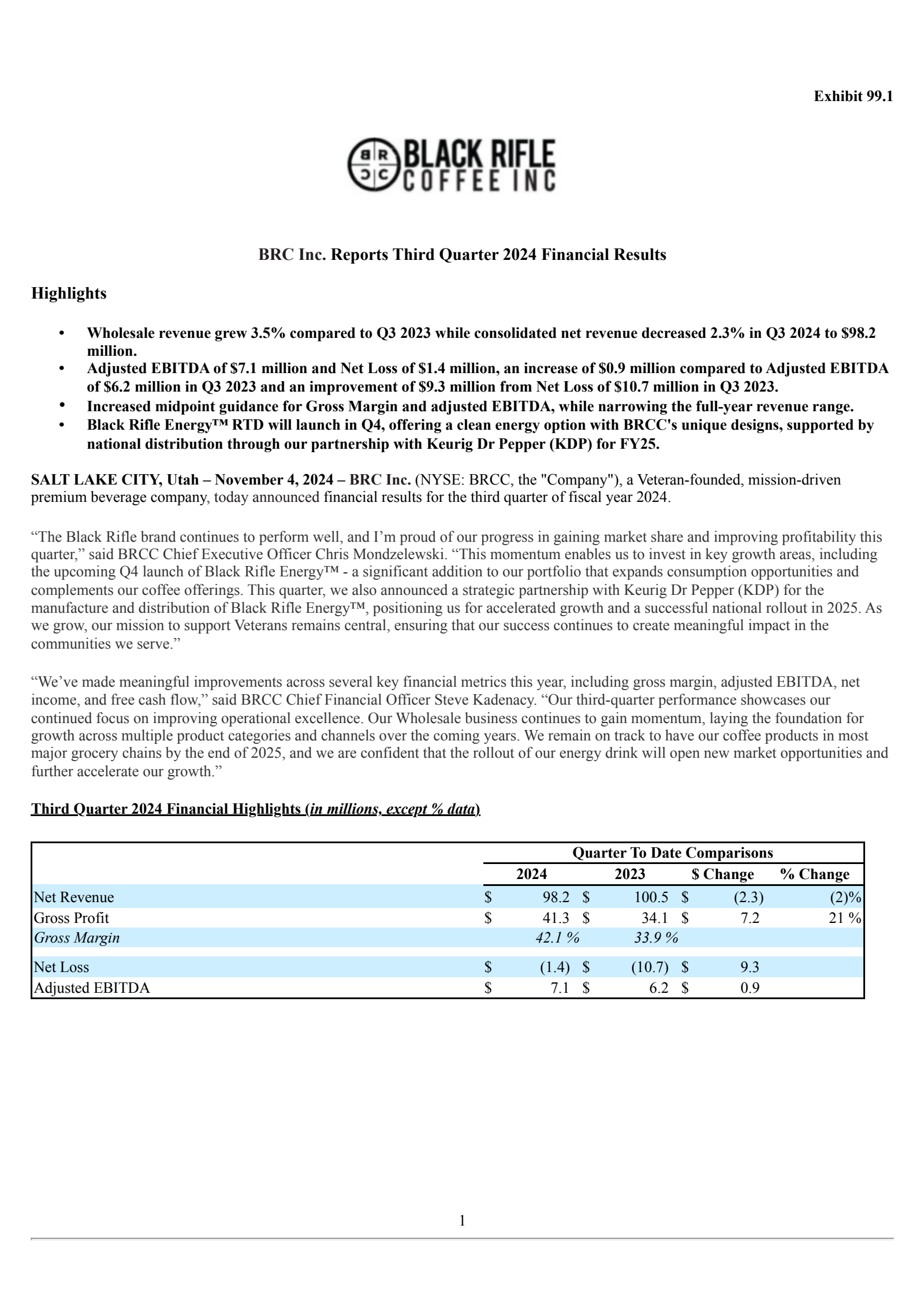 BRC's Q3 2024 Press Release
