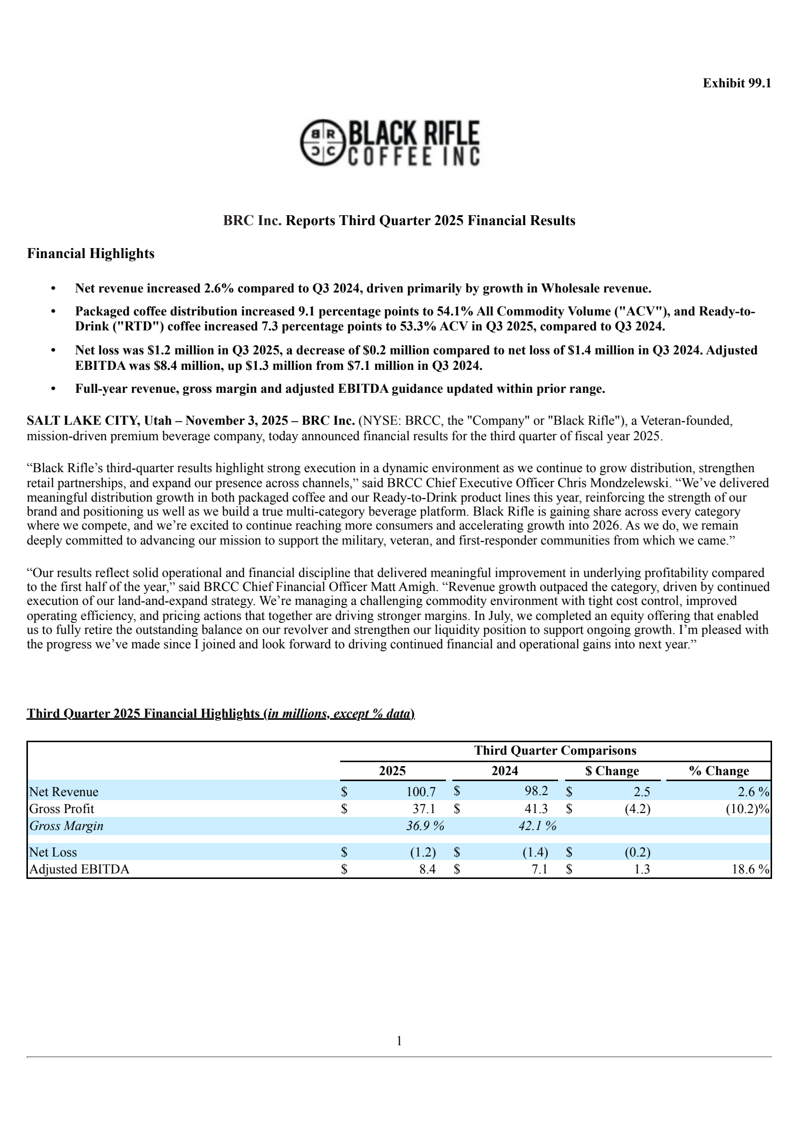 BRC's Q3 2025 Earnings Release