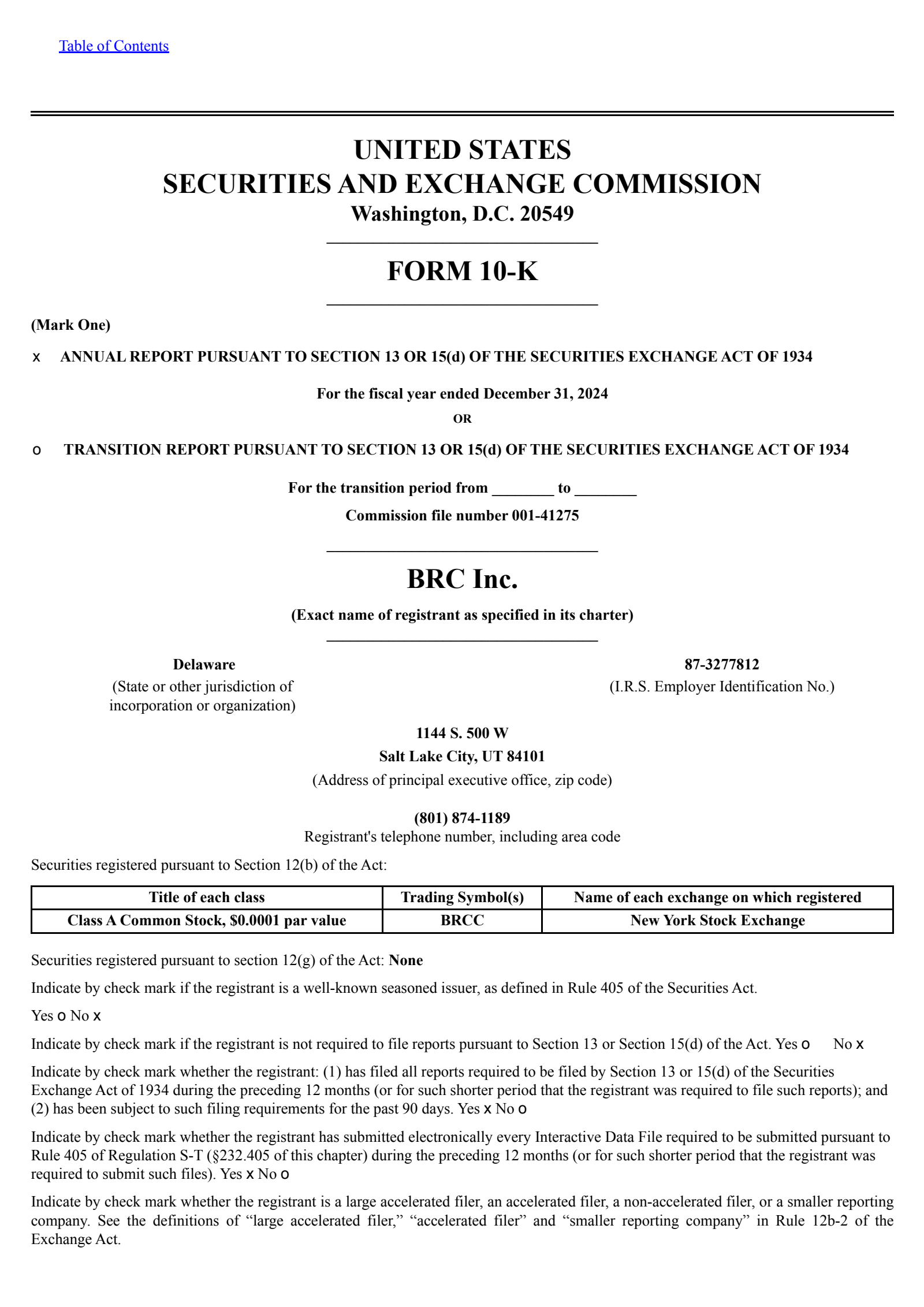 BRC's Q4 2024 Annual report