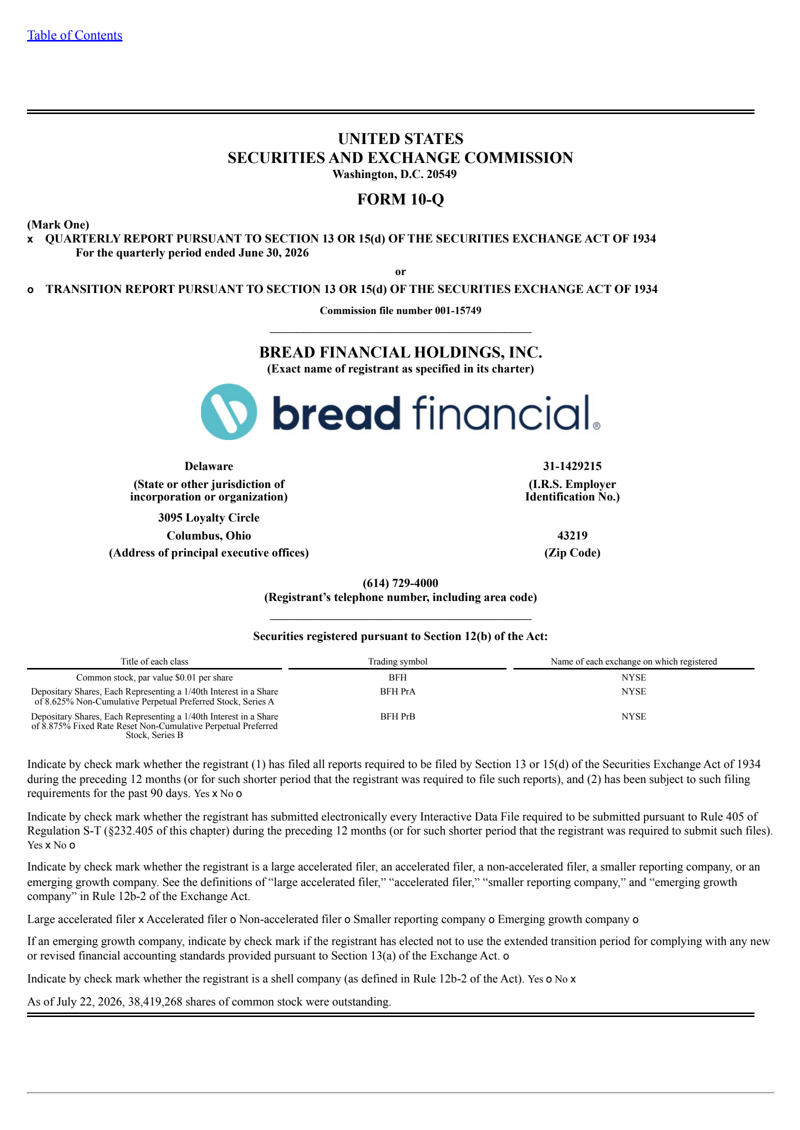 Bread Financial's Q2 2026 Quarterly report