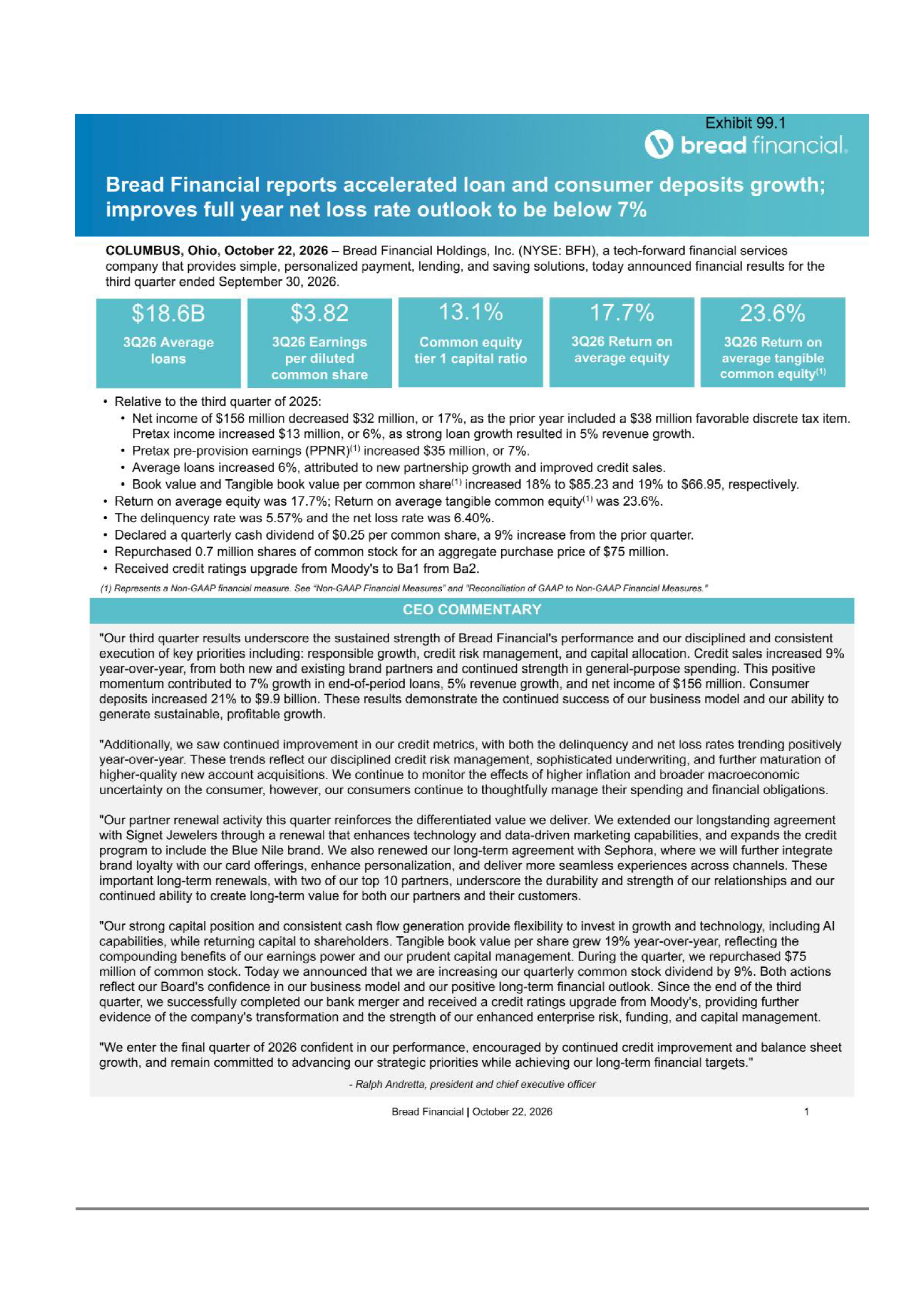 Bread Financial (BFH) Q3 2026 Earnings Results & Call Transcript