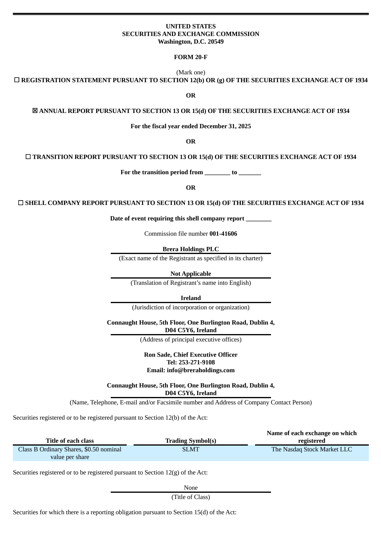 Brera's Q4 2025 Annual report