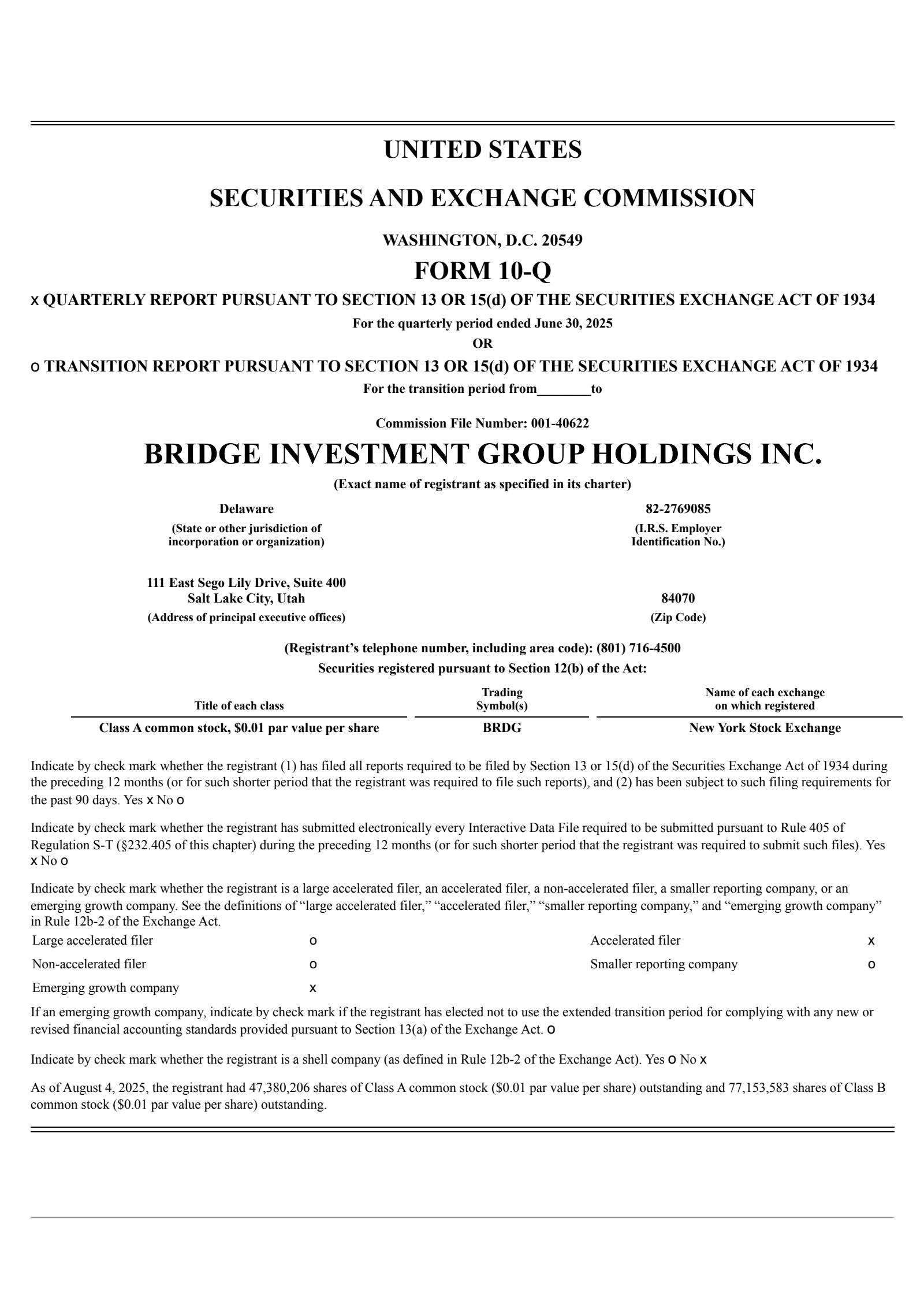 Bridge Investment Group's Q2 2025 Quarterly report