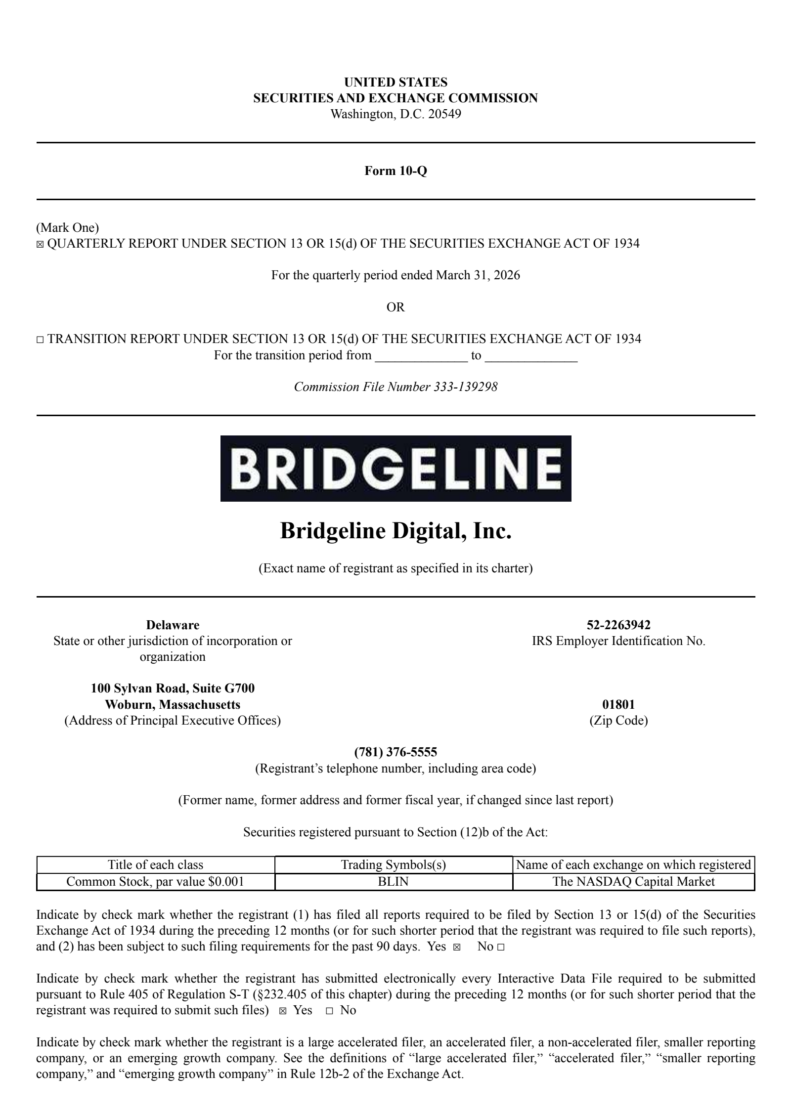 Bridgeline Digital's Q2 2026 Quarterly report