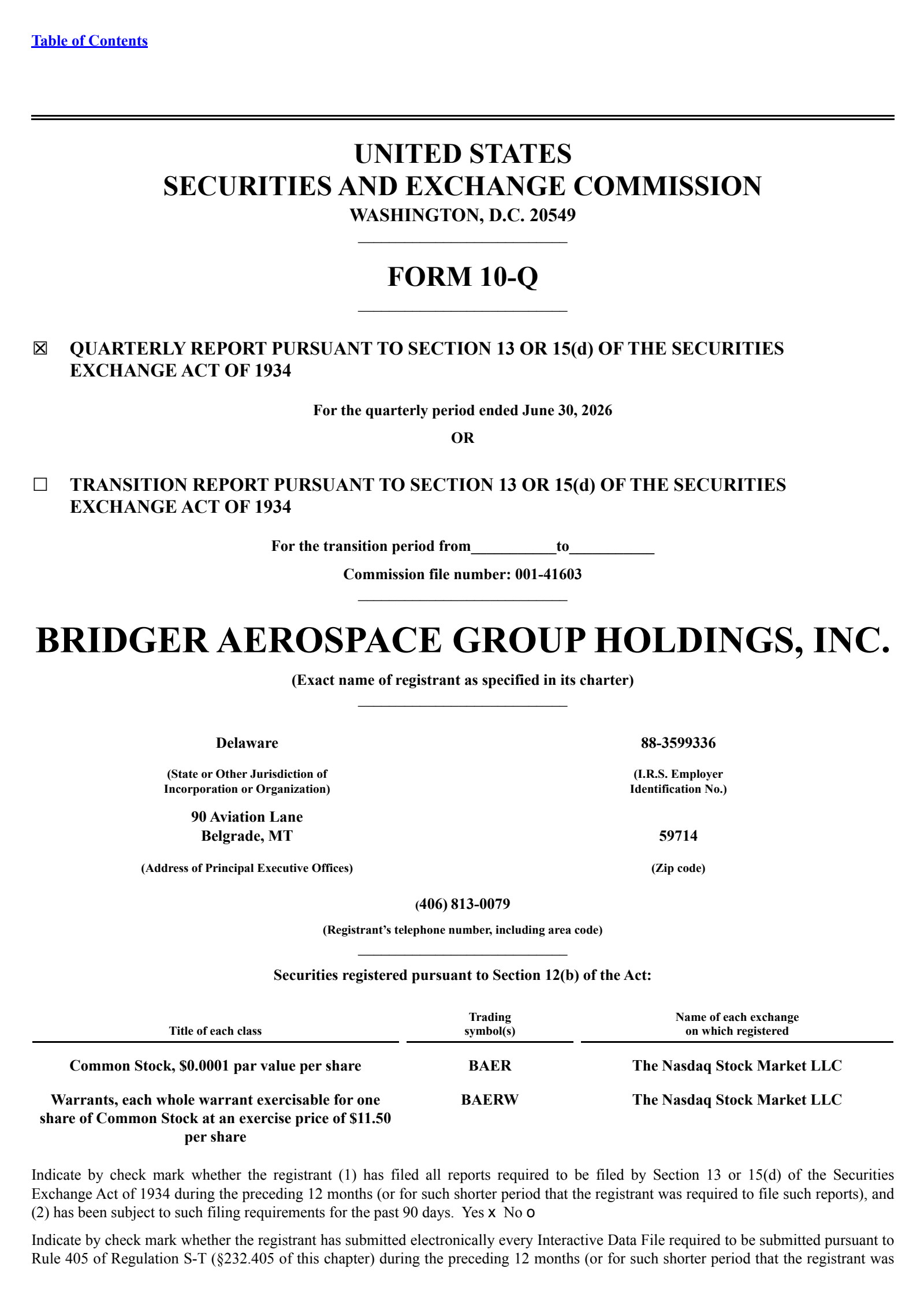 Bridger Aerospace Group's Q2 2026 Quarterly report